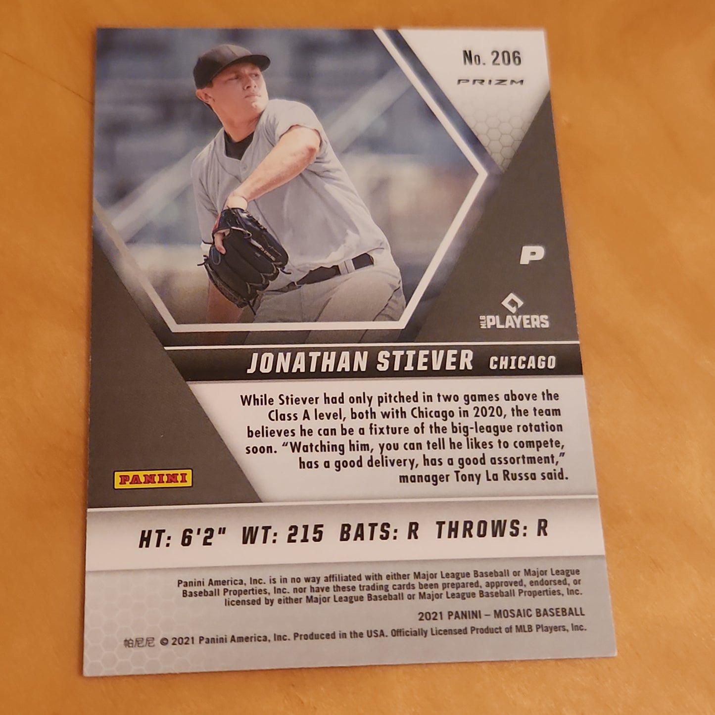 Panini Mosaic Prizm Baseball Disco Jonathan Stiever RC #206
