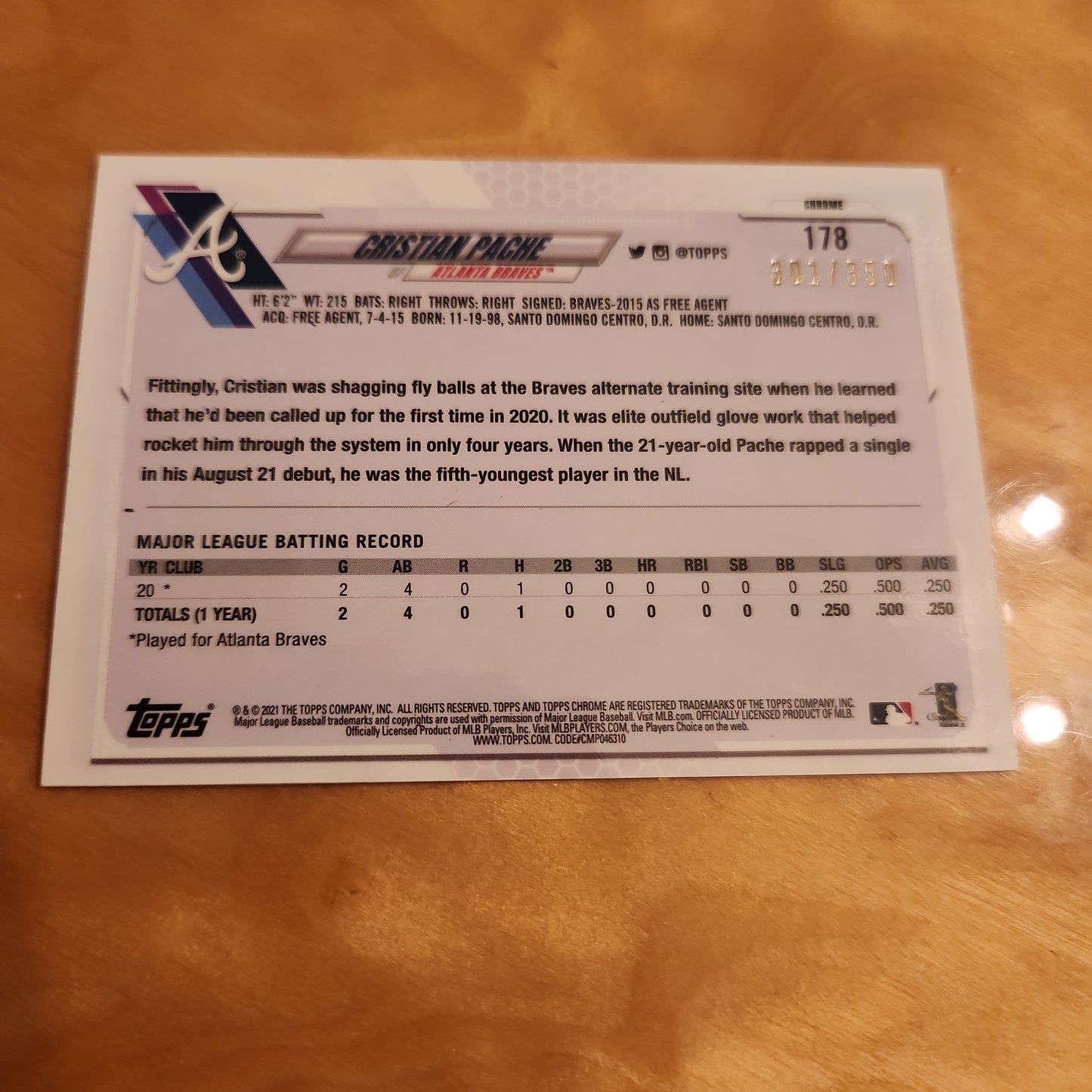 Topps Chrome Disco Cristian Pache RC 301/350 #178