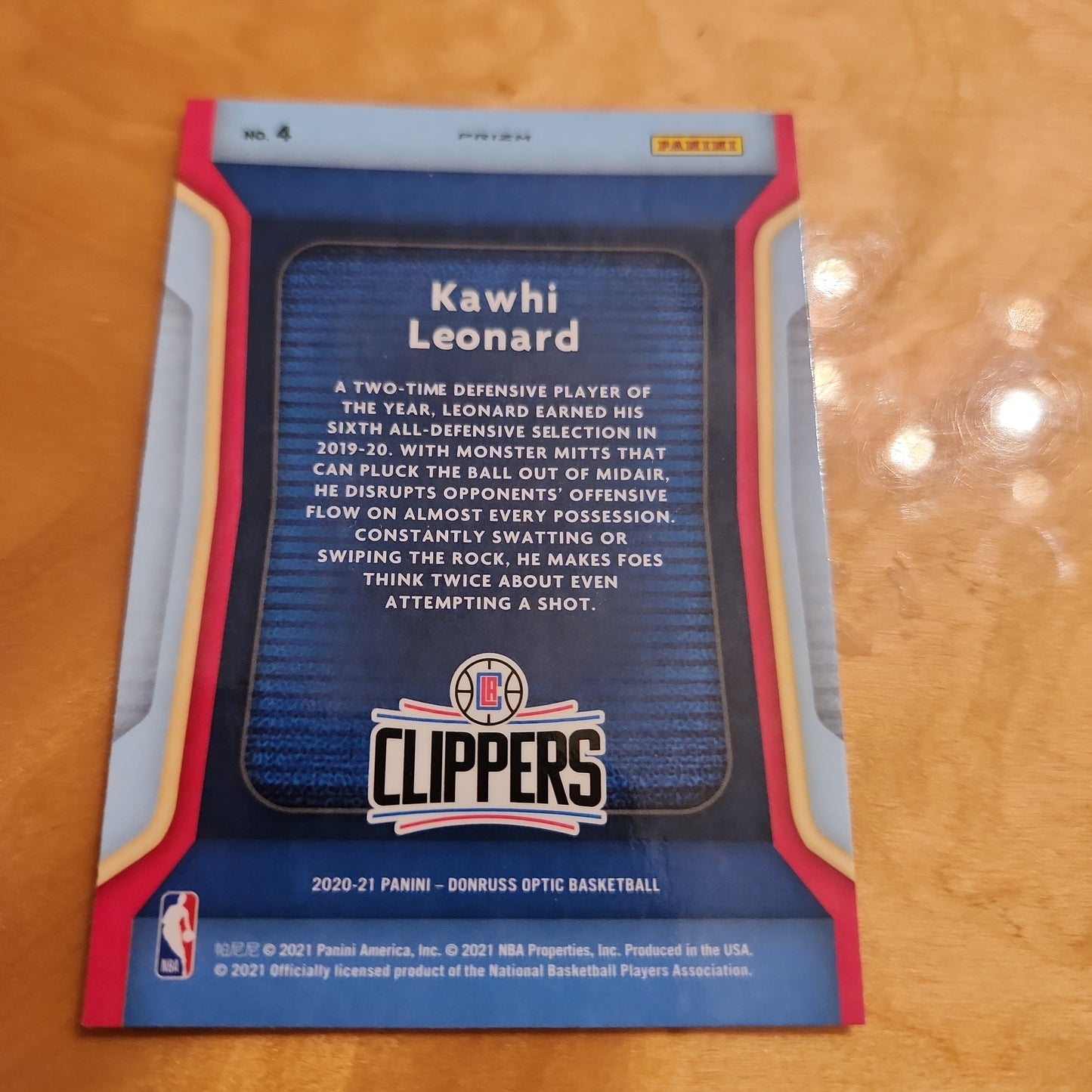 Panini Optic Prizm Air Defenses Kawhi Leonard #4