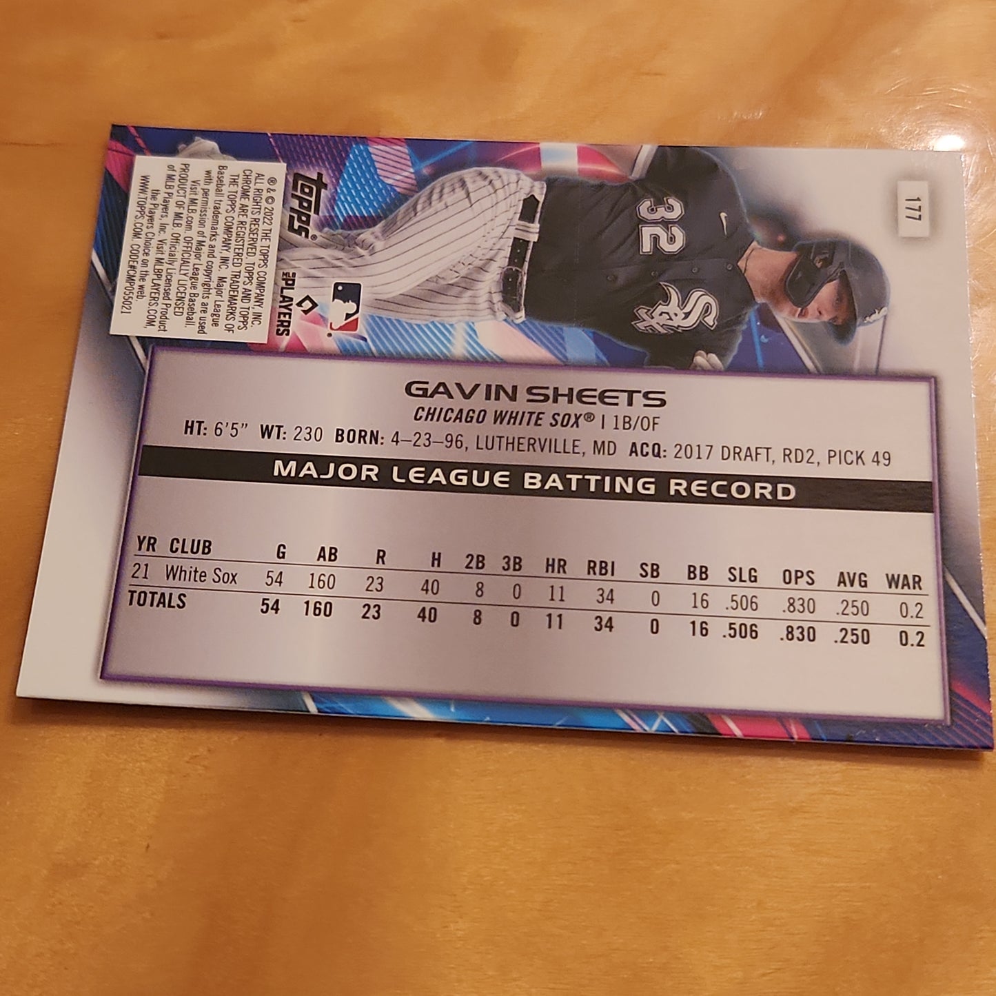 Topps Cosmic Chrome Gavin Sheets RC #177
