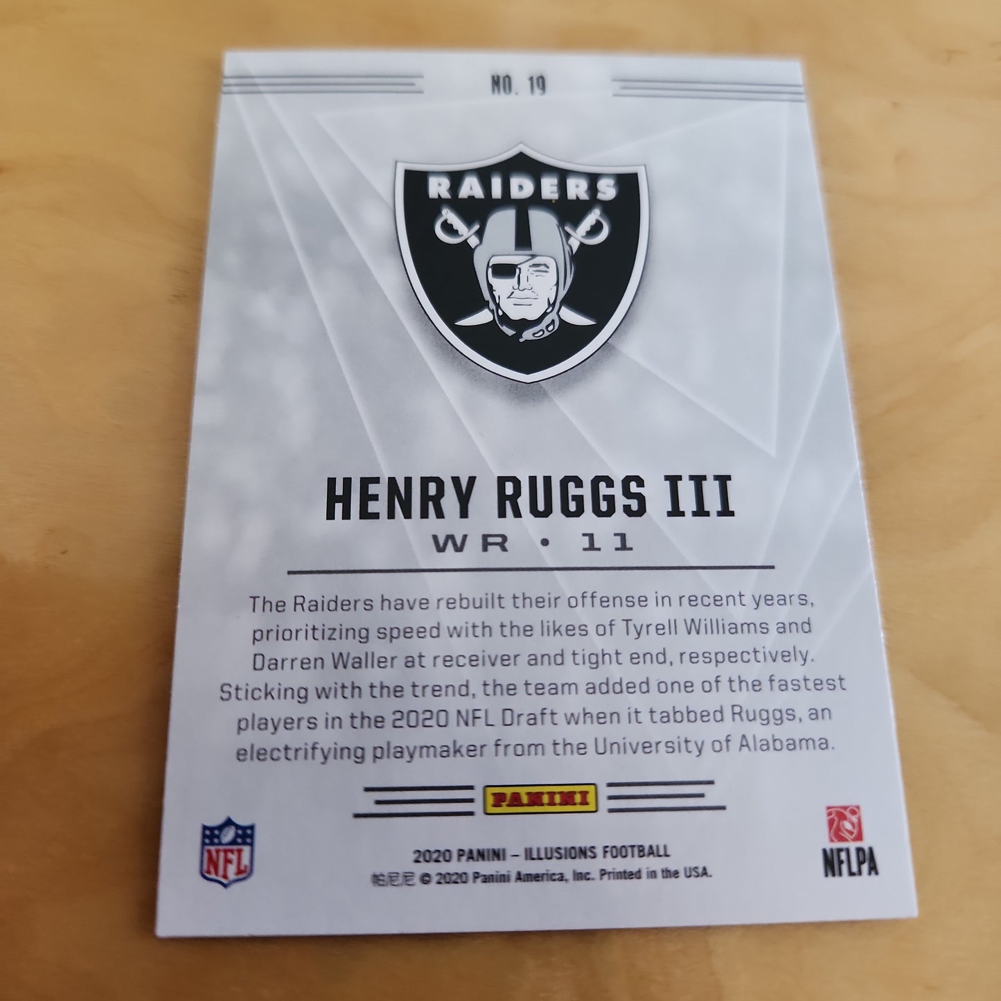 Panini Illusions Henery Ruggs III RC #19