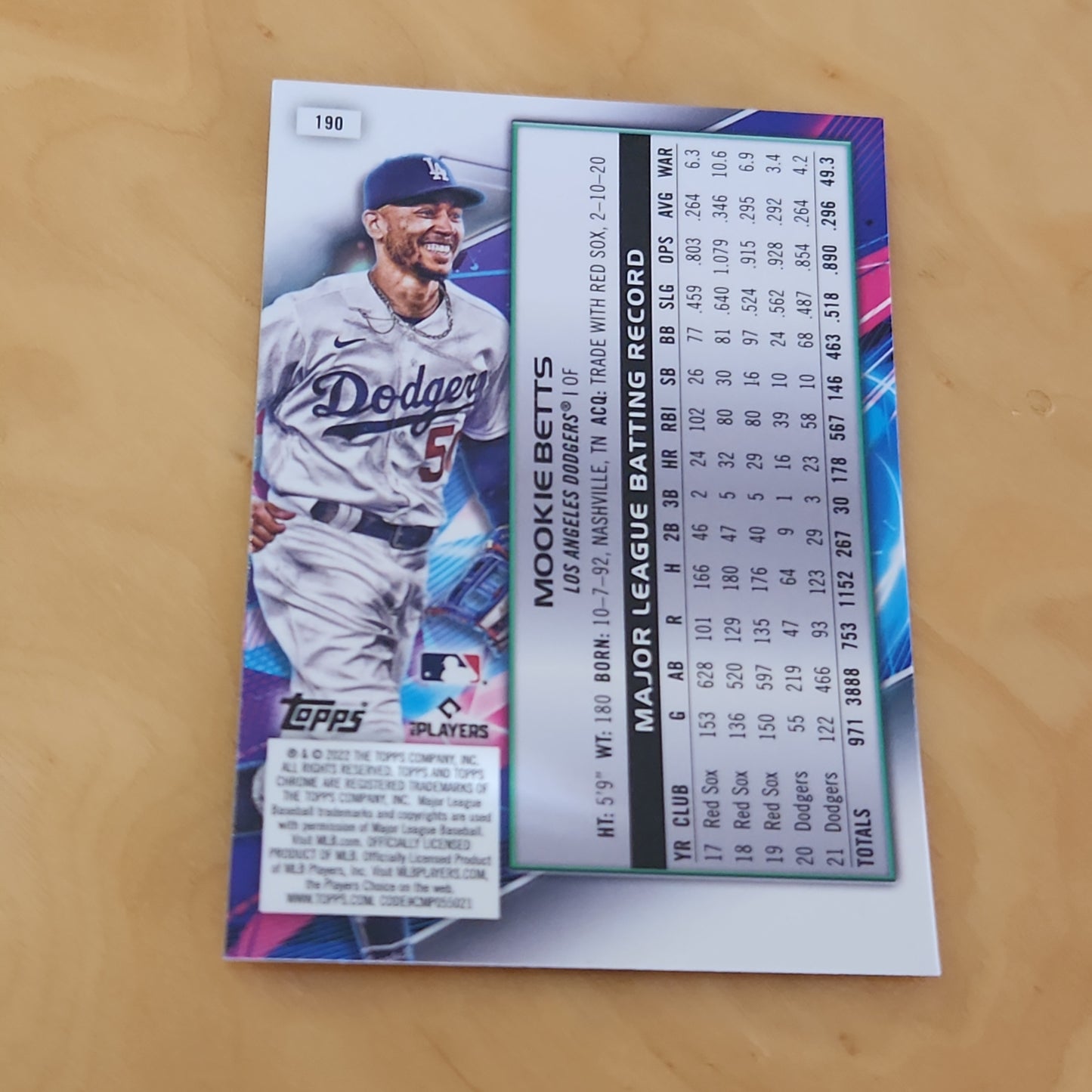 Topps Chrome Cosmic Mookie Betts #190