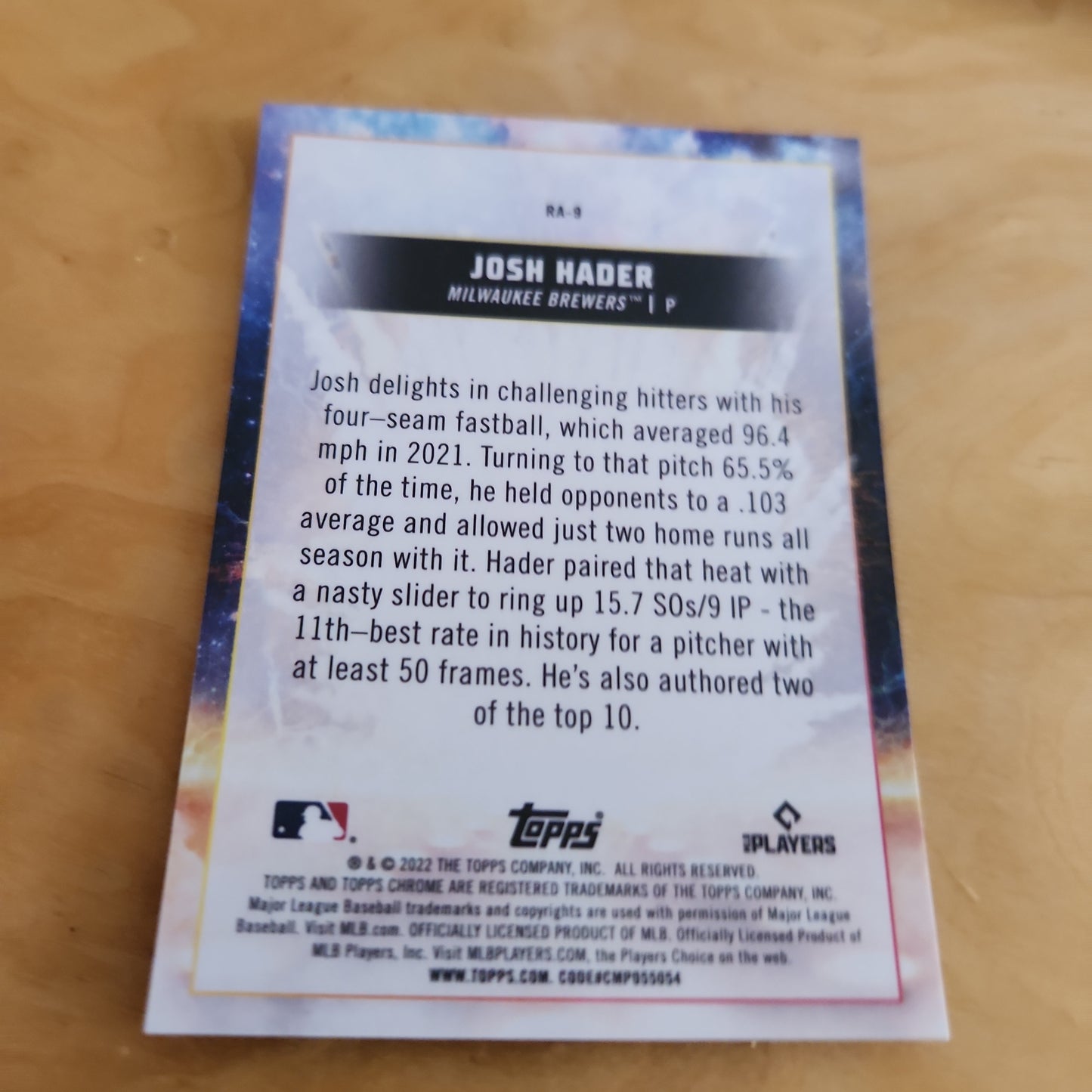 Topps Chrome Rocket Arms Josh Harder #RA-9