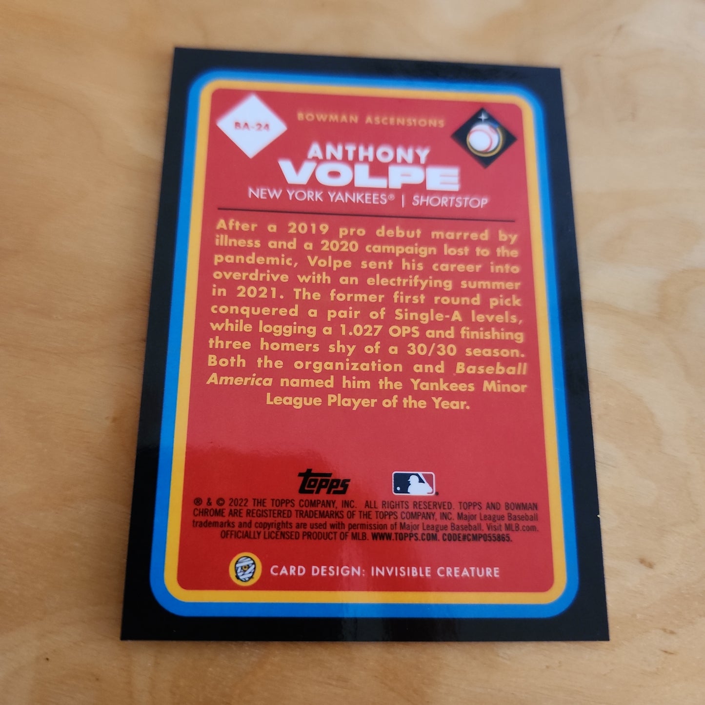 Topps Holo Jasson Anthony Volpe #BA-24