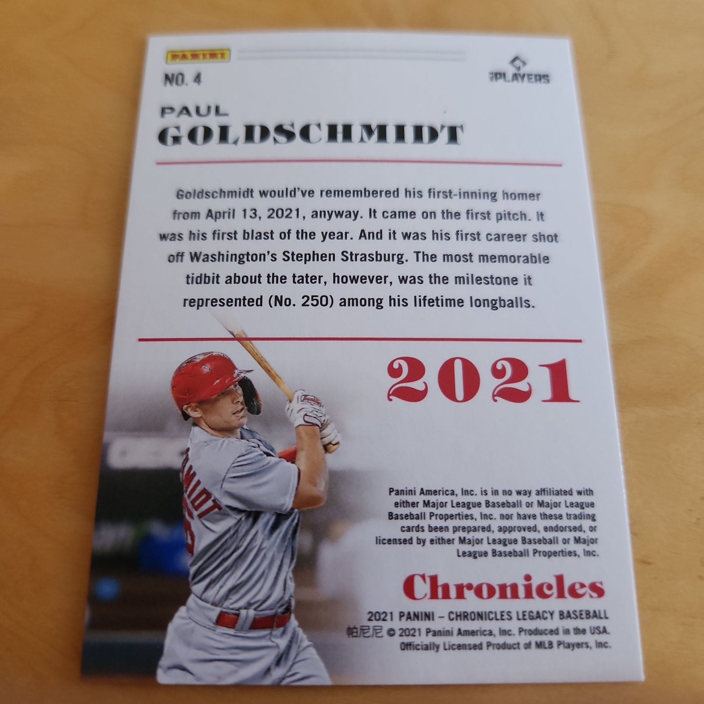 Panini Chronicles Purple Paul Gikdschmidt 15/25 #4