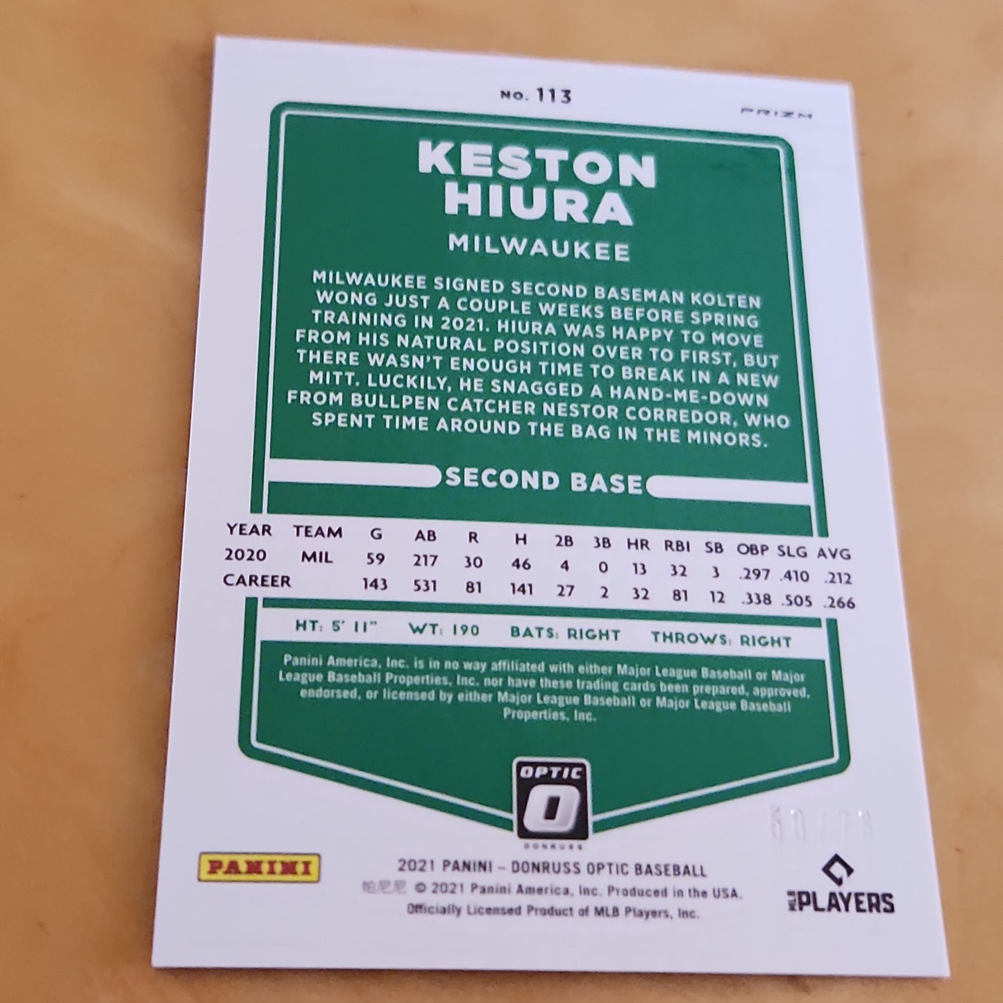 Panini Prizm Optic Stars Keston Hiura 63/76 #113