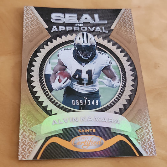 Panini Certified Seal Of Approval Orange Alvin Kamara 089/249 #SA-10