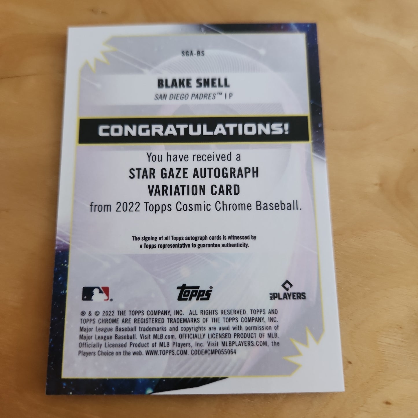 Topps Chrome Blake Snell Auto #SGA-BS