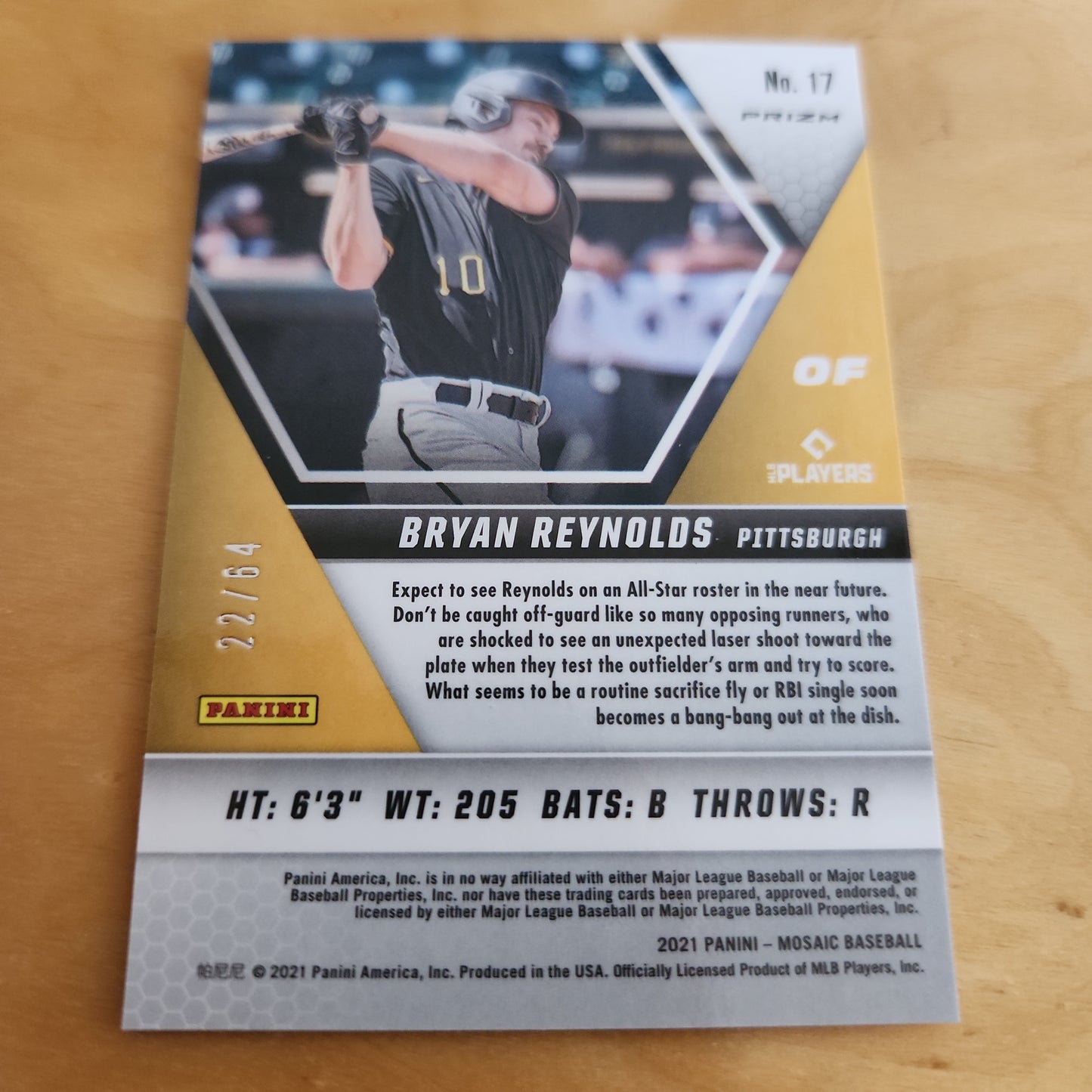 Panini Prizm Mosic Red & Yellow Bryan Reynolds 22/64 #17