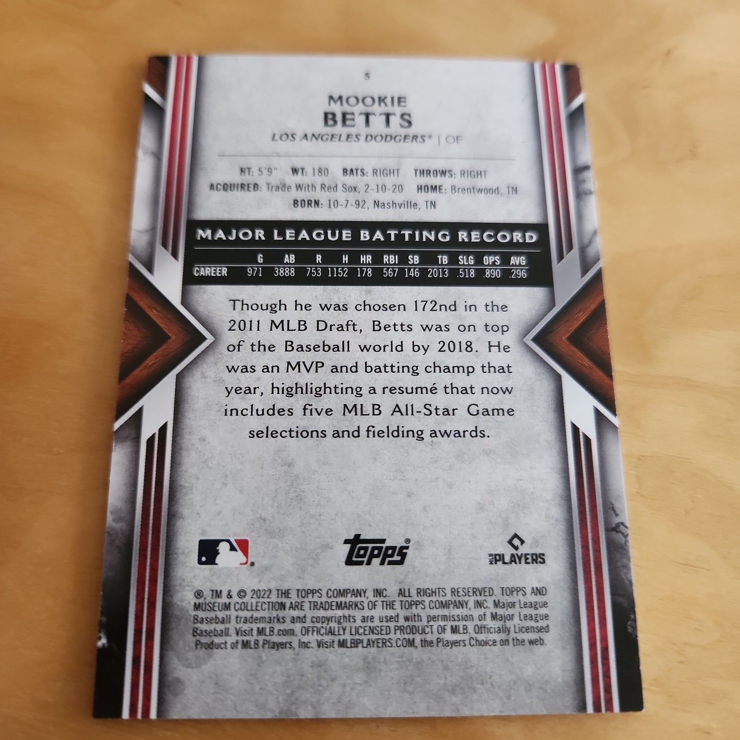 Topps MC Blue Mookie Betts 112/150 #5