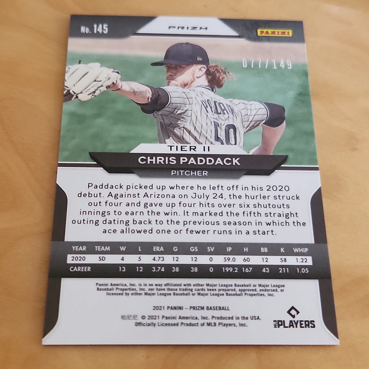 Panini Prizm Red Refractor Chris Paddack 077/149 #145