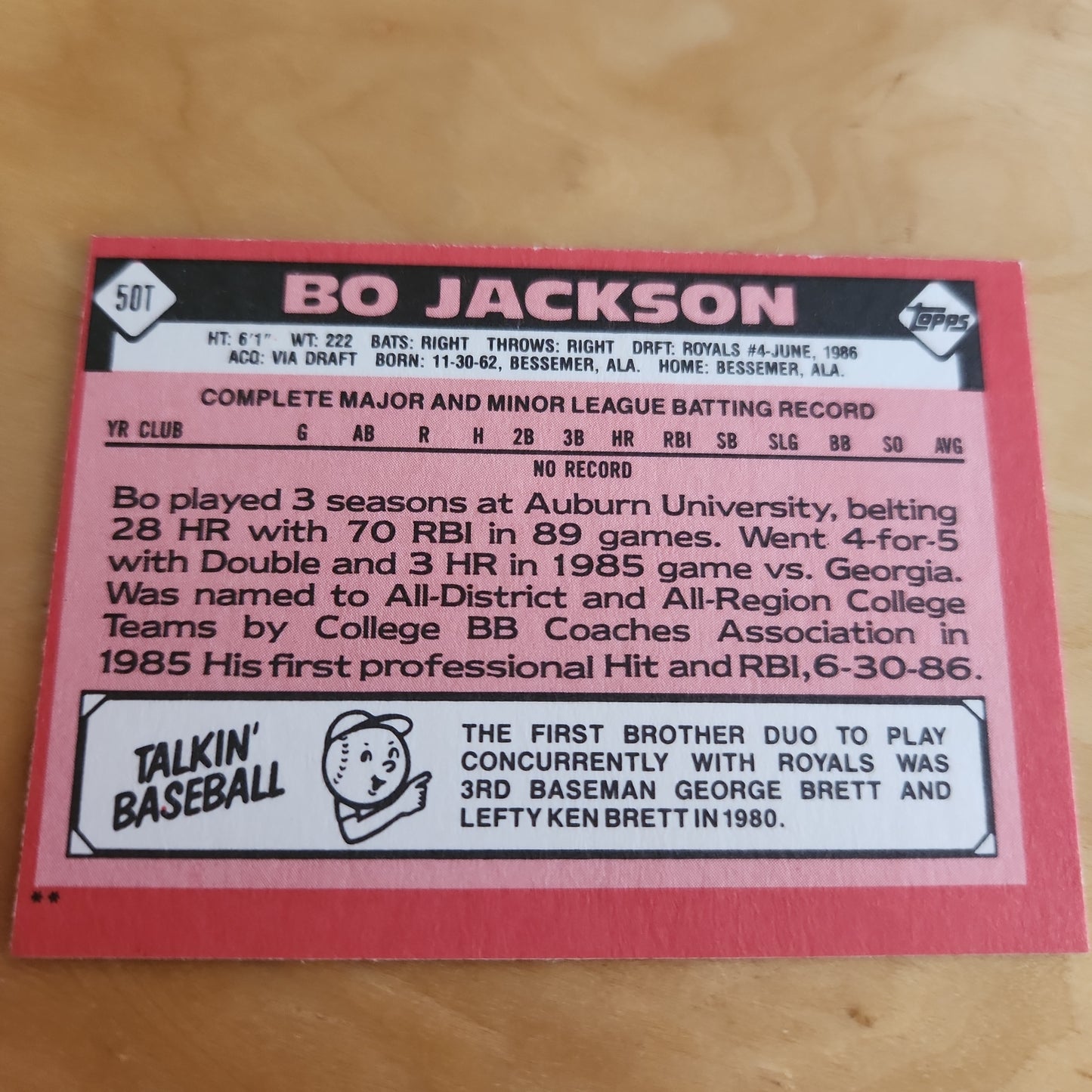 Topps Bo Jackson #5OT