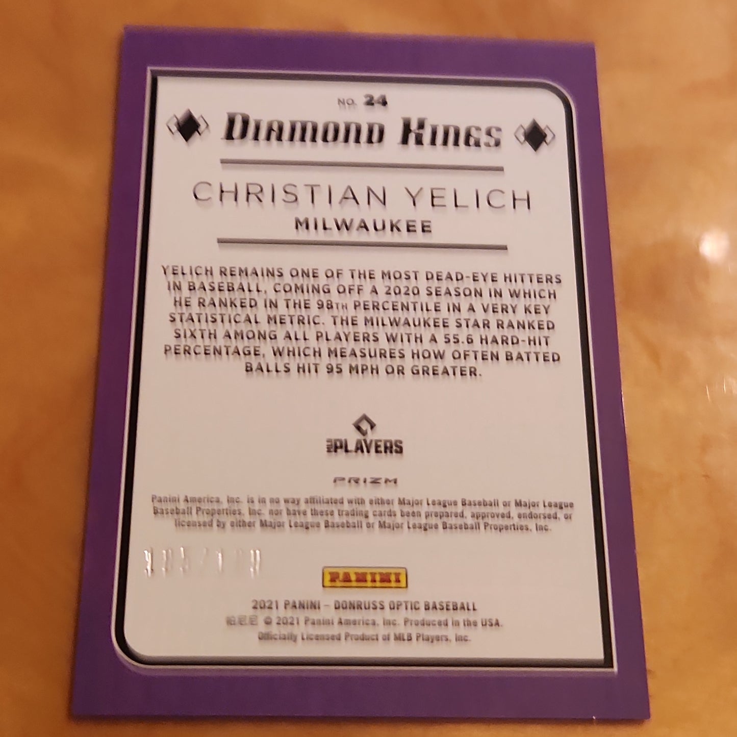 Panini Optic Diamond King Christian Yelich 185/199 #24