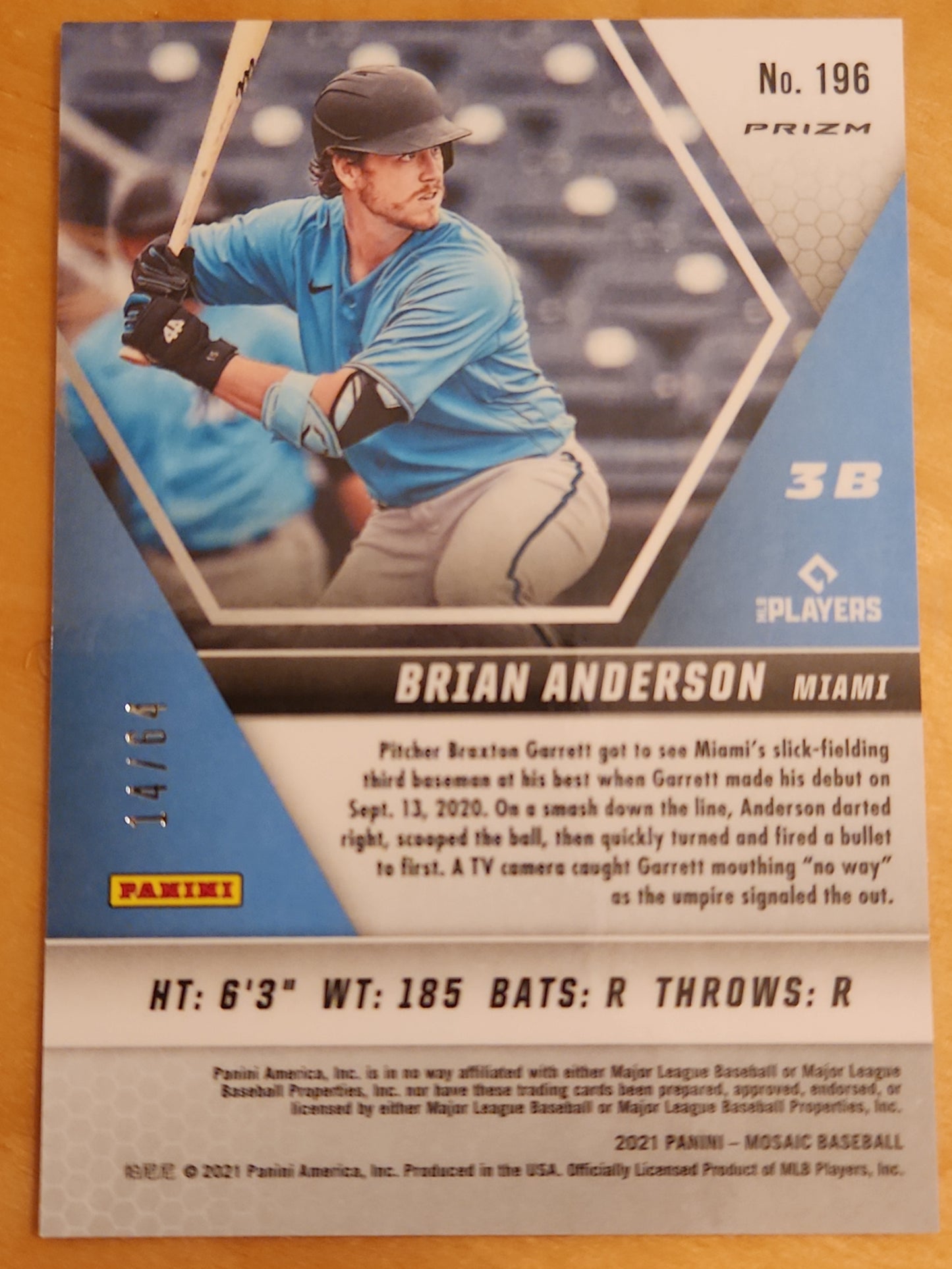 2021 Panini Mosaic Brian Anderson #196 Parallel 14/64