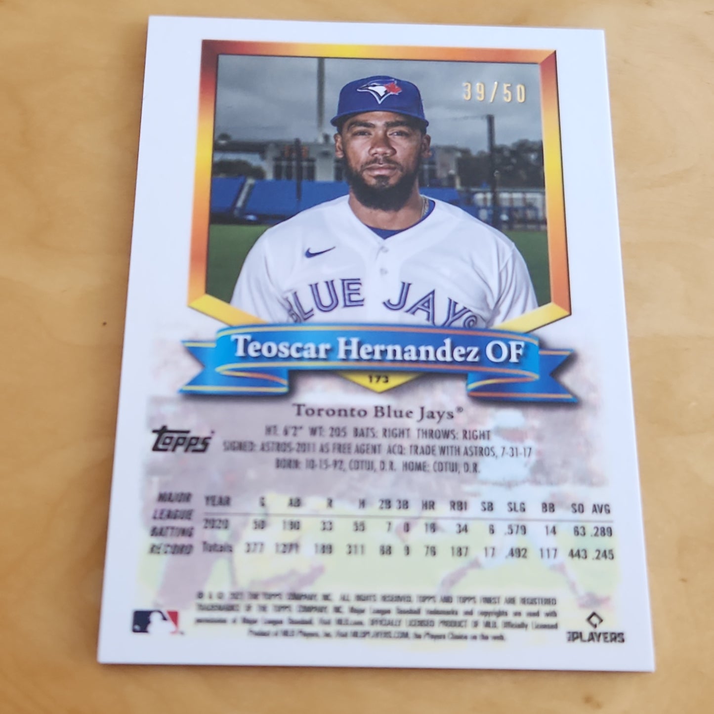 Topps Finest Yellow Teoscar Hernandez 39/50 #173