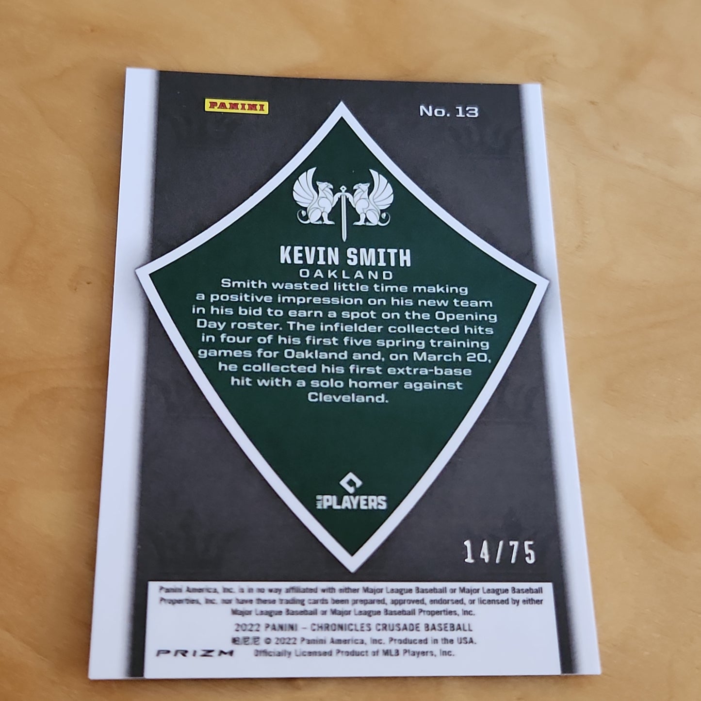 Panini Prizm Green Crusade Kevin Smith RC 14/75 #13