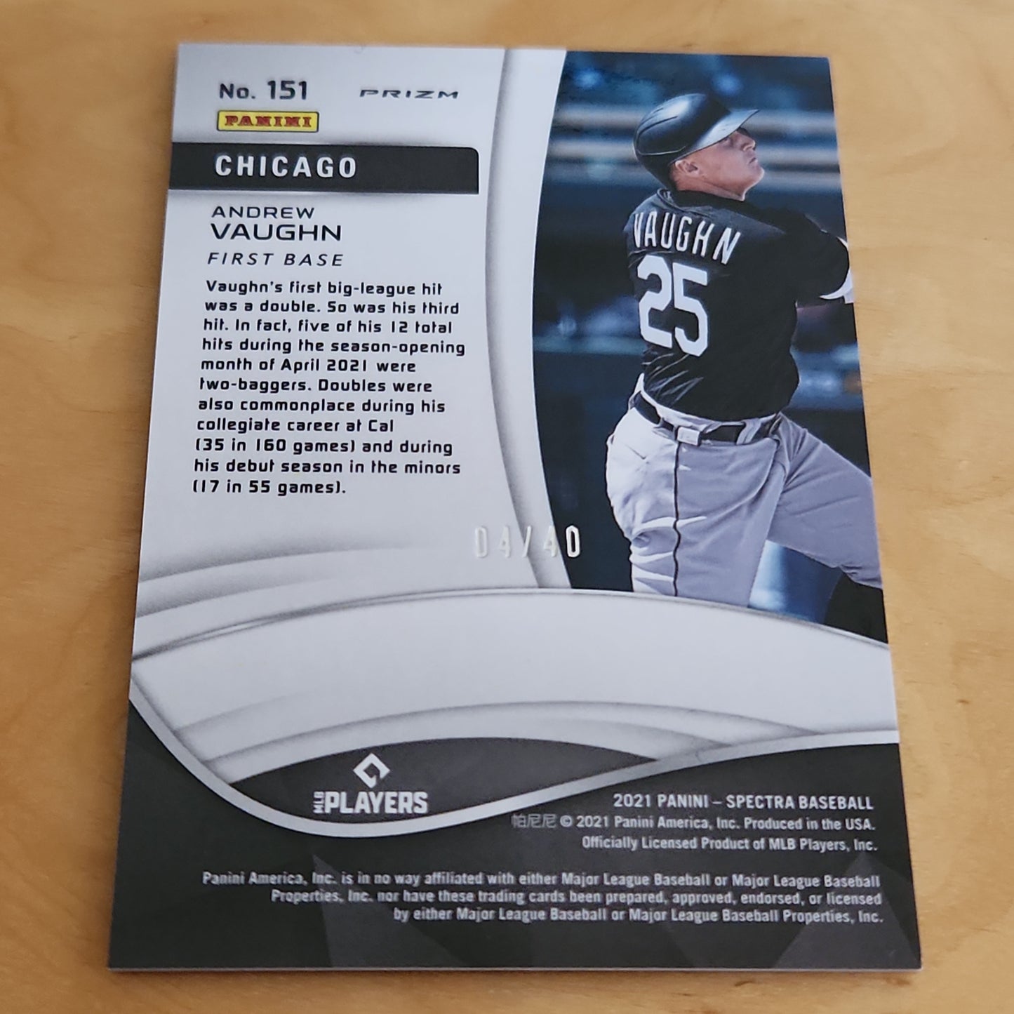 Panini Prizm Spectra Pink Andrew Vaughn RC 04/40 #151