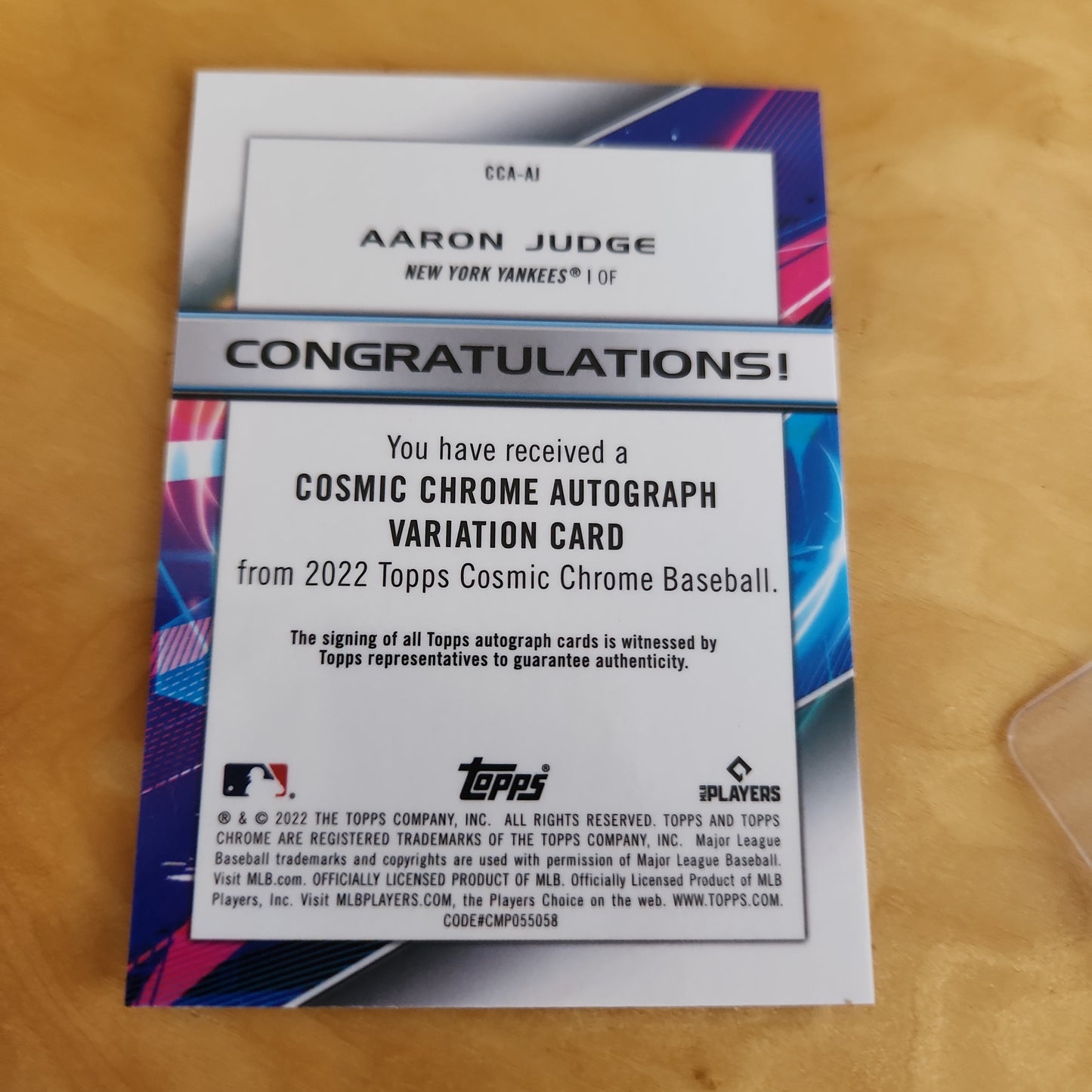 Topps Cosmic Chrome Aaron Judge Auto #CCA-AJ