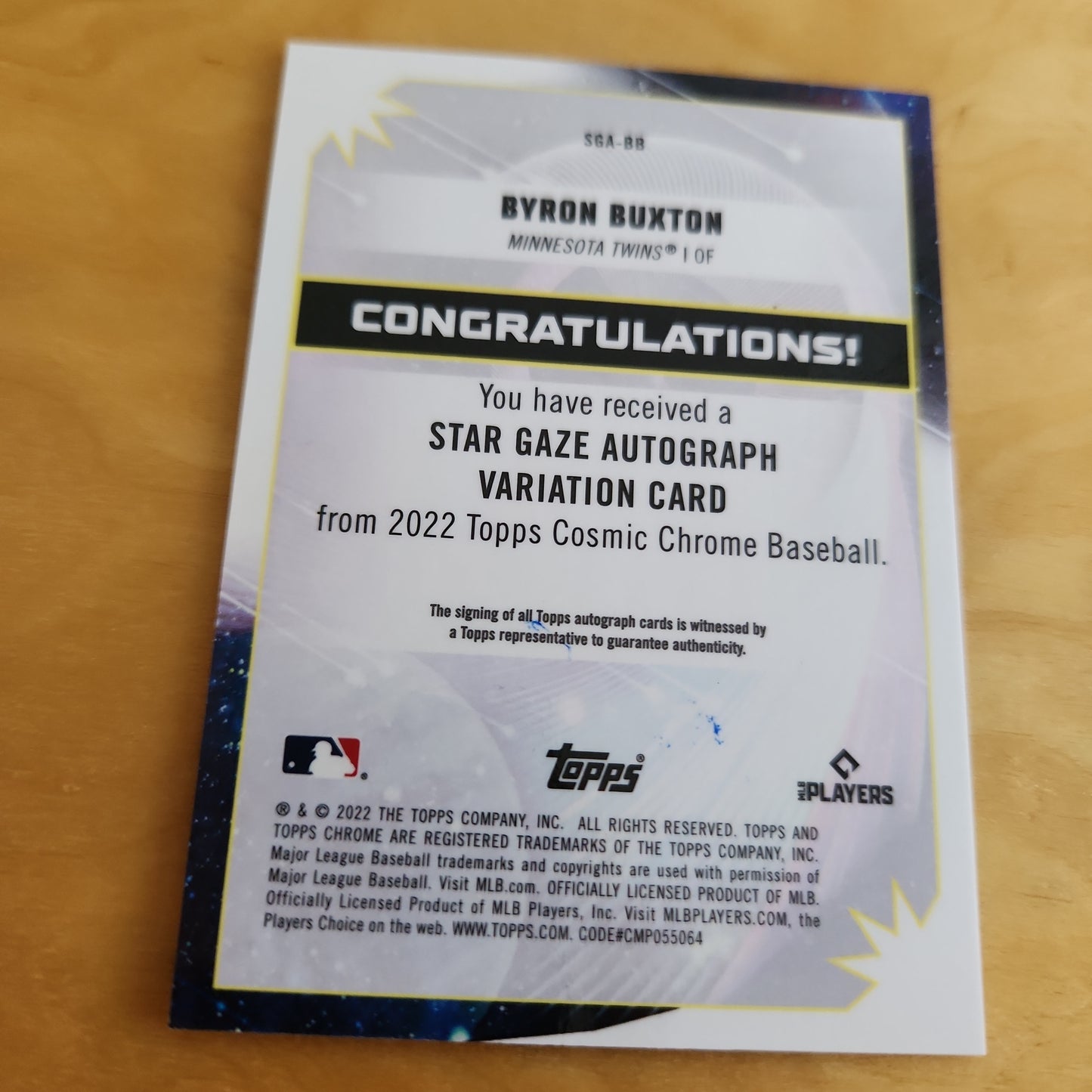 Topps Chrome Cosmic Bryon Buxton Auto #SGA-BB
