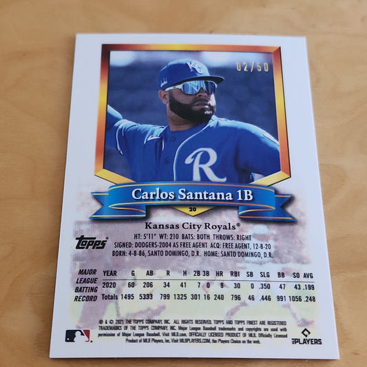 Topps Finest Gokd Carlos Santana 02/50 #20