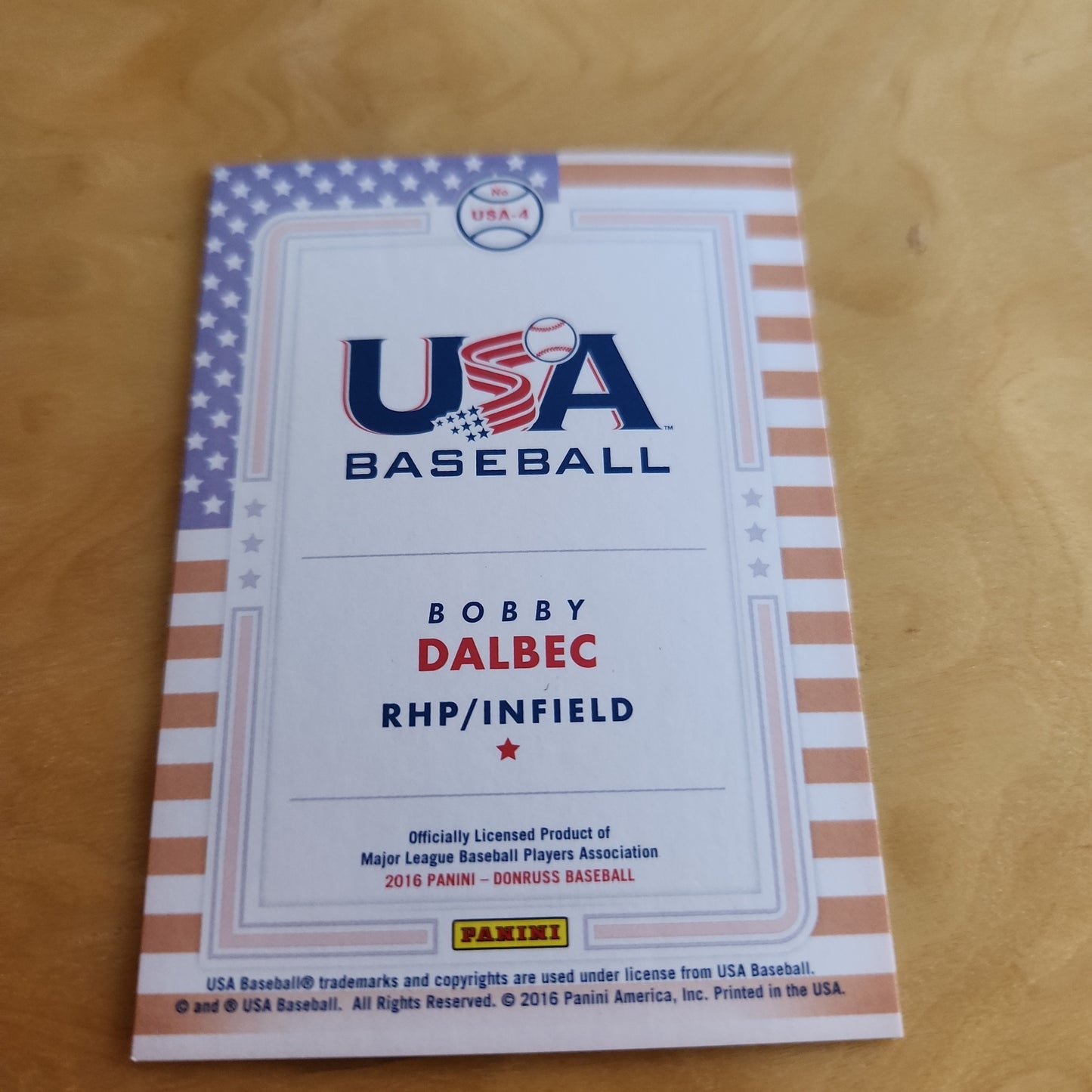 Panini Donruss USA Baseball Bobby Dalbec #USA-4
