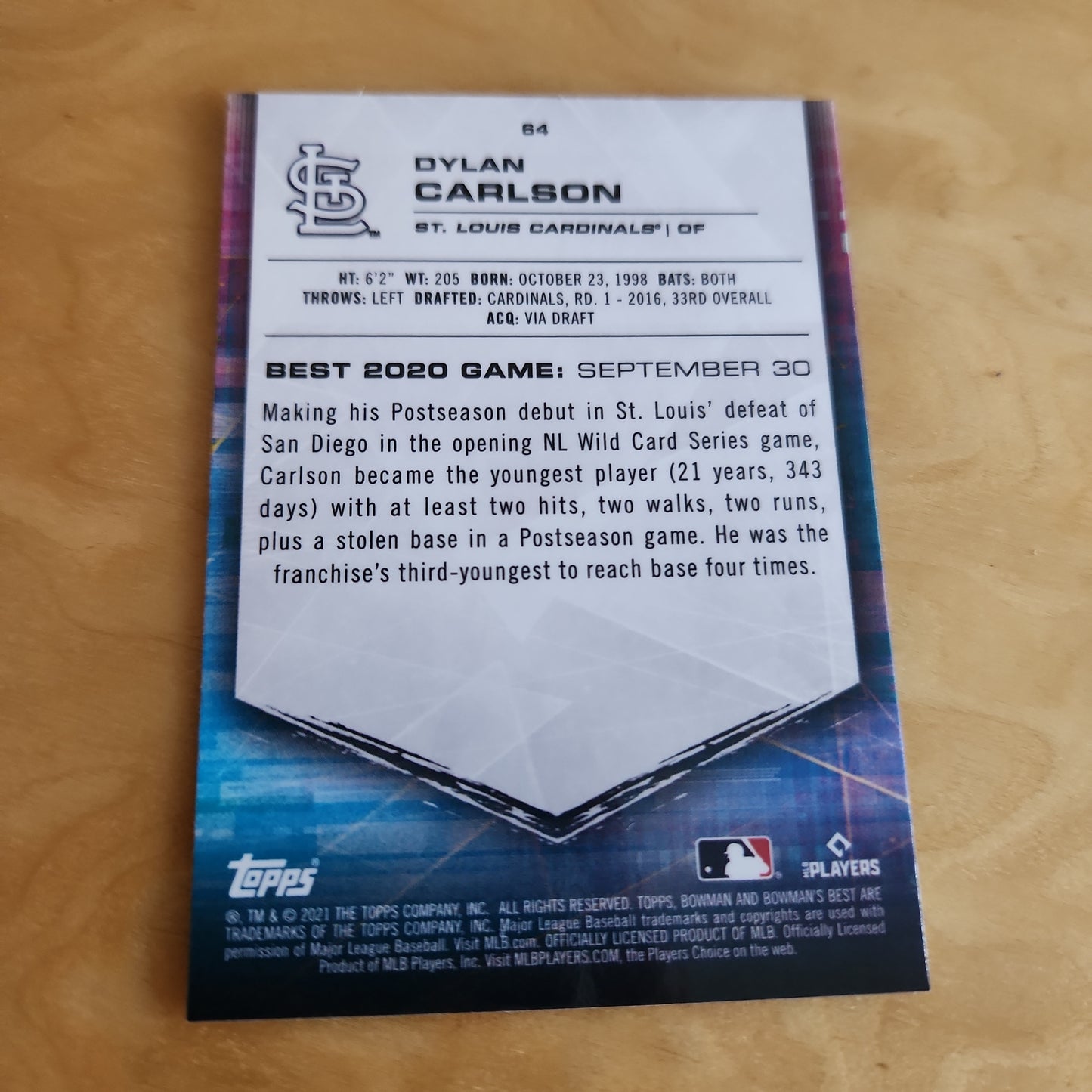 Topps Bownmans Best Cracked Ice Dyan Carlson RC #64