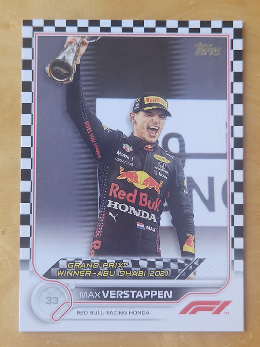 2022 Topps F1 Racing Grand Prix Winner-Abu Dhabi 2021 Max Verstappen #172 Checker Board