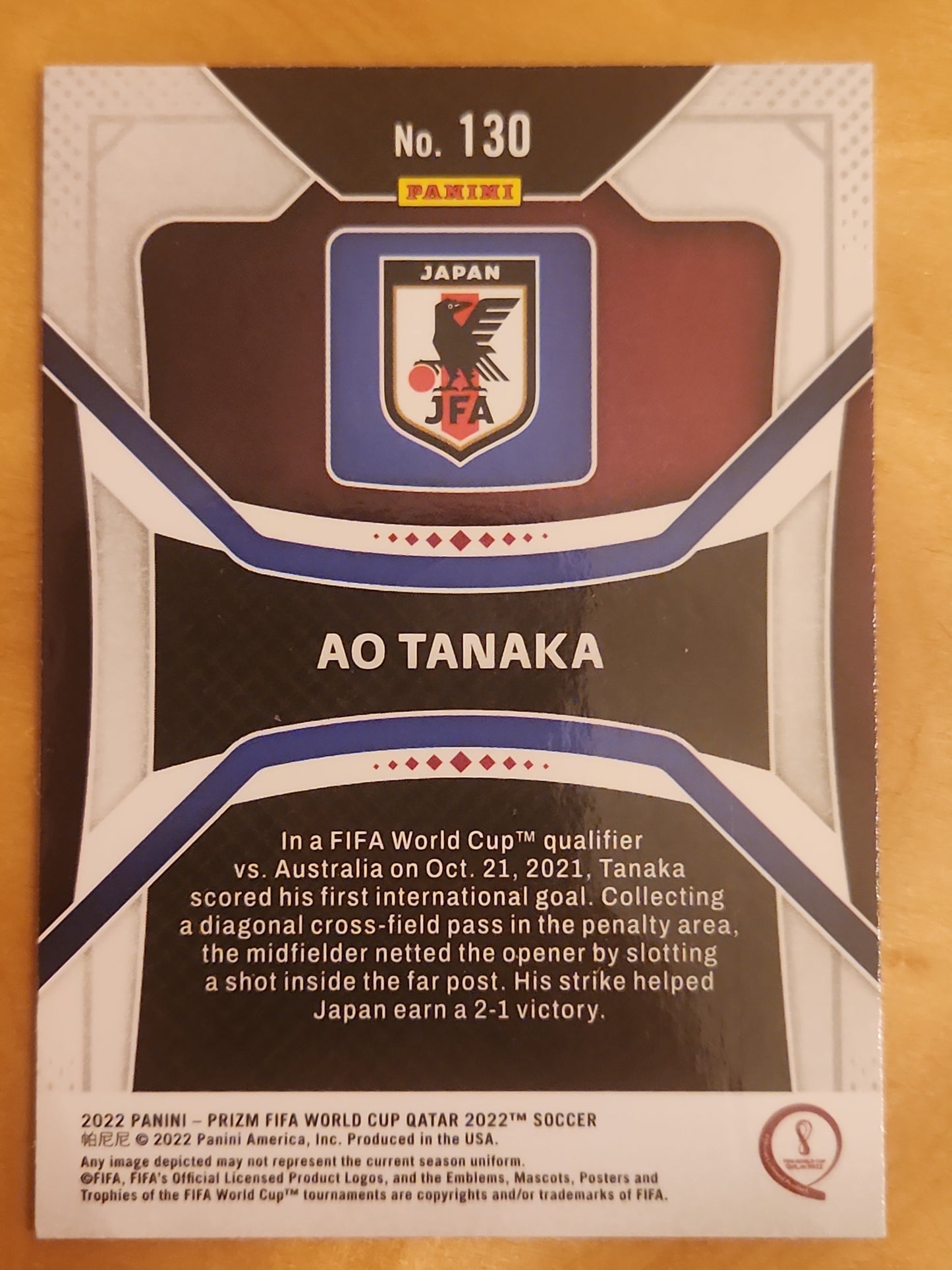 2022 Panini Prizm World Cup Soccer AO TANAKA Base #130 RC Silver Prizms Japan