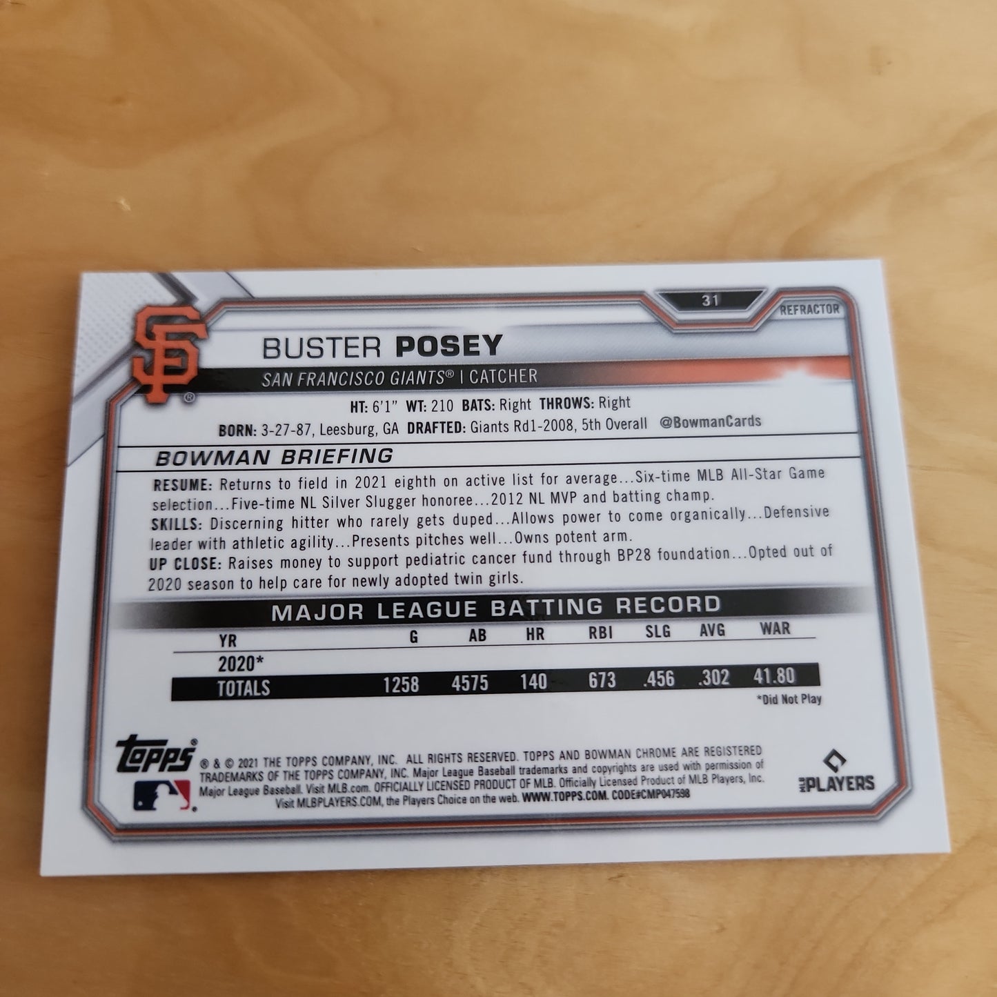 Topps B Chrome Refractor Buster Posey 368/499 #31