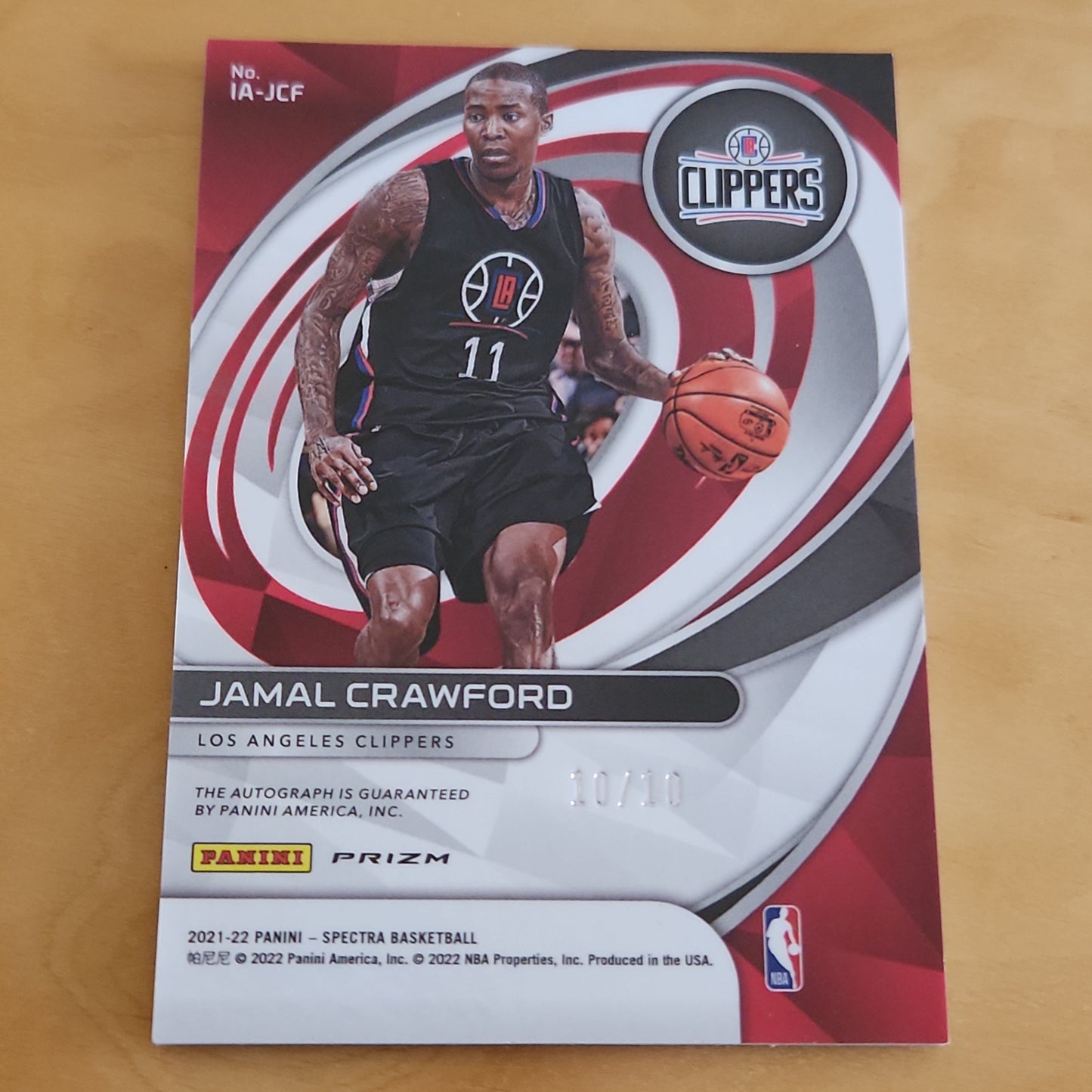 Panini Prizm Spectra Yellow Icons Jamal Crawford Auto 10/10 #IA-JCF