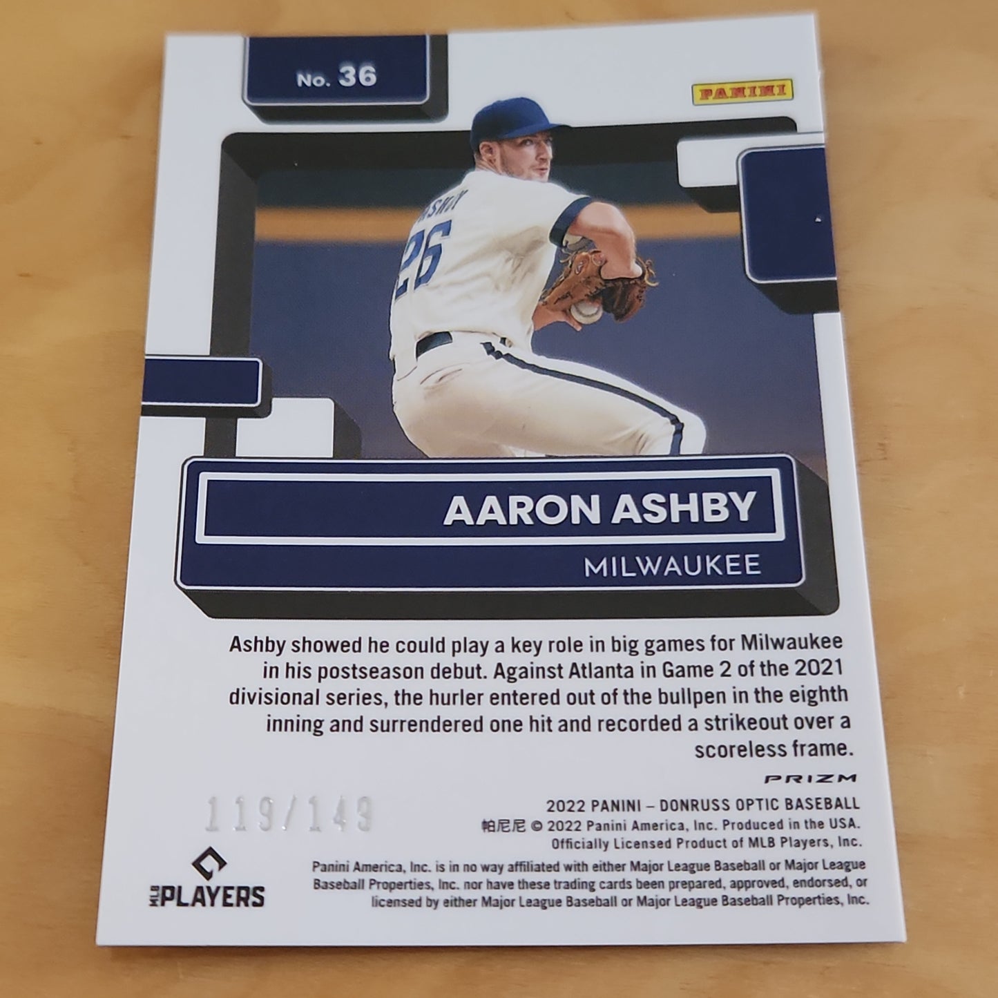 Panini Optic Rated Rookie Aaron Ashby 119/149 #36