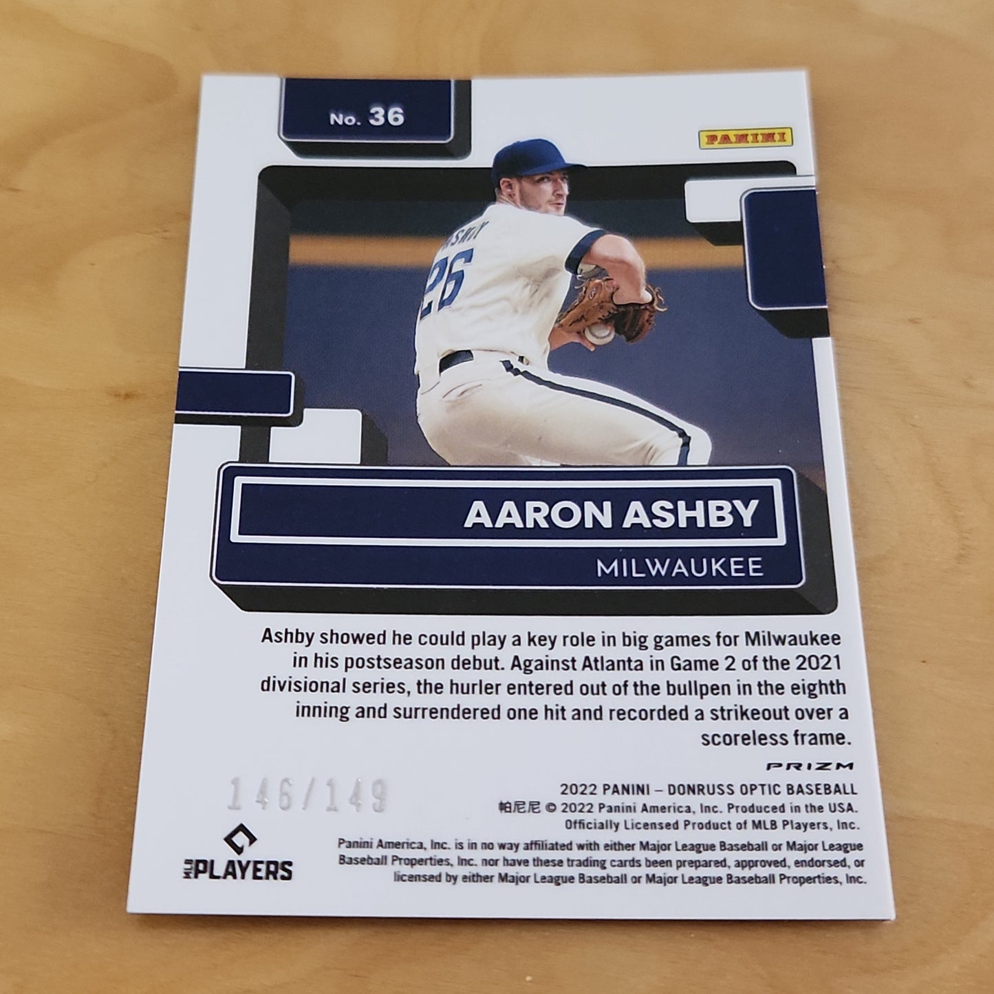 Panini Optic Rated Rookie Aaron Ashby 146/149 #36