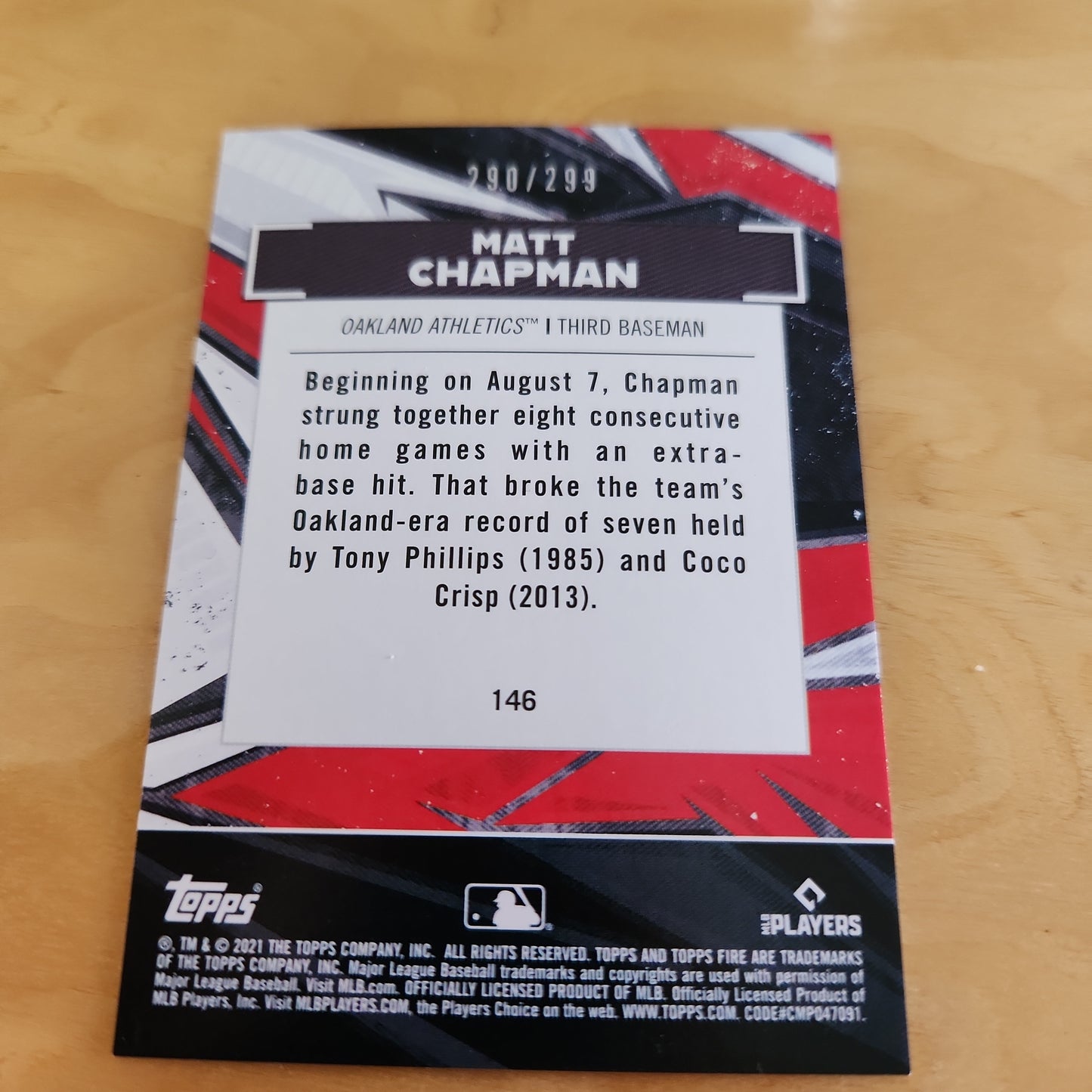Topps FIR Red Matt Chapman 290/299 #146