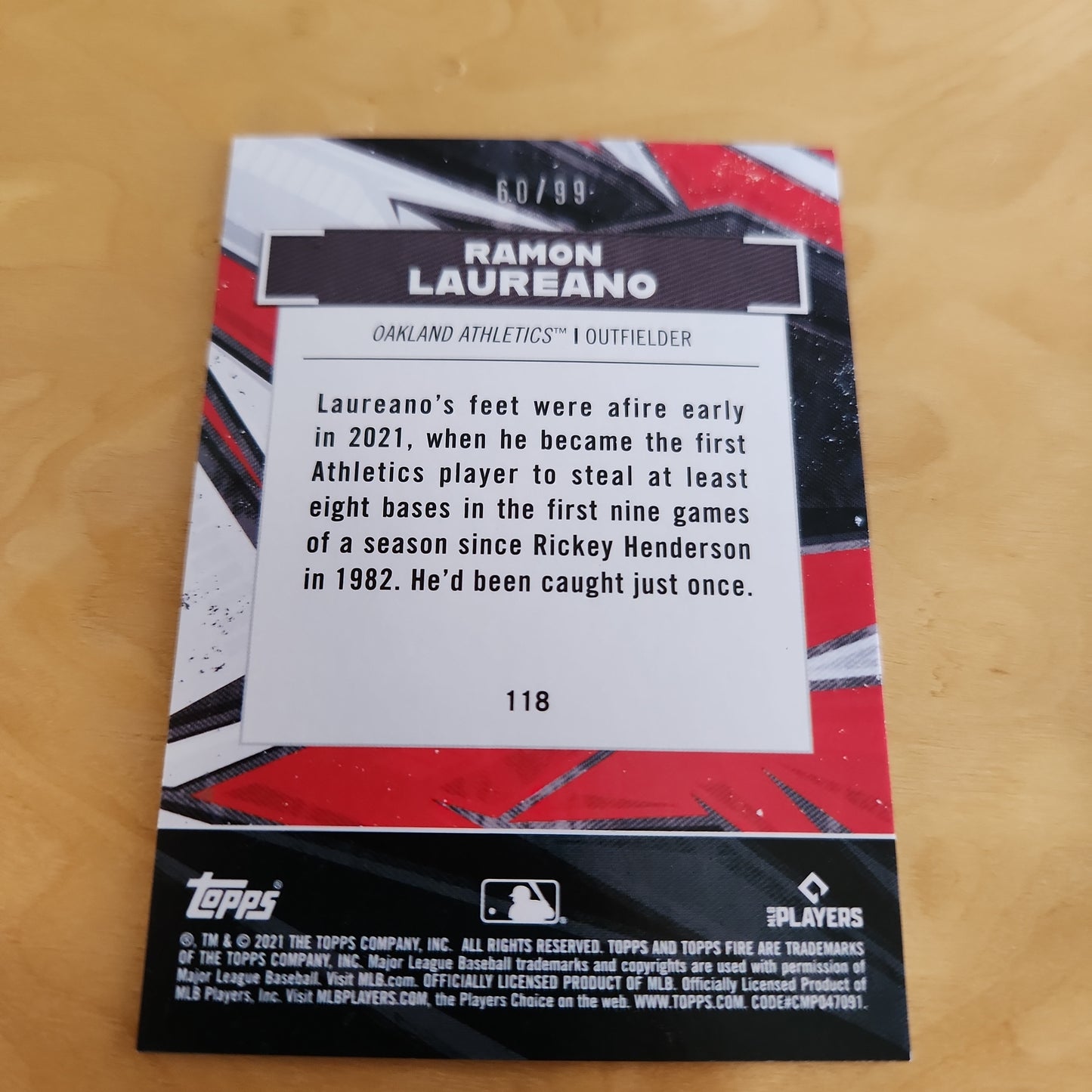 Topps FIR Purple Ramon Laureano 60/99 #118
