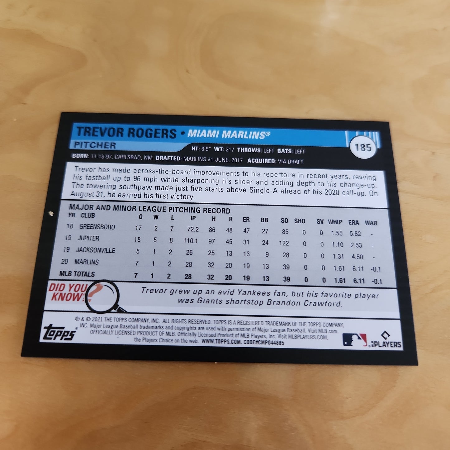 Topps BL Green Trevor Rodgers 25/75 #185