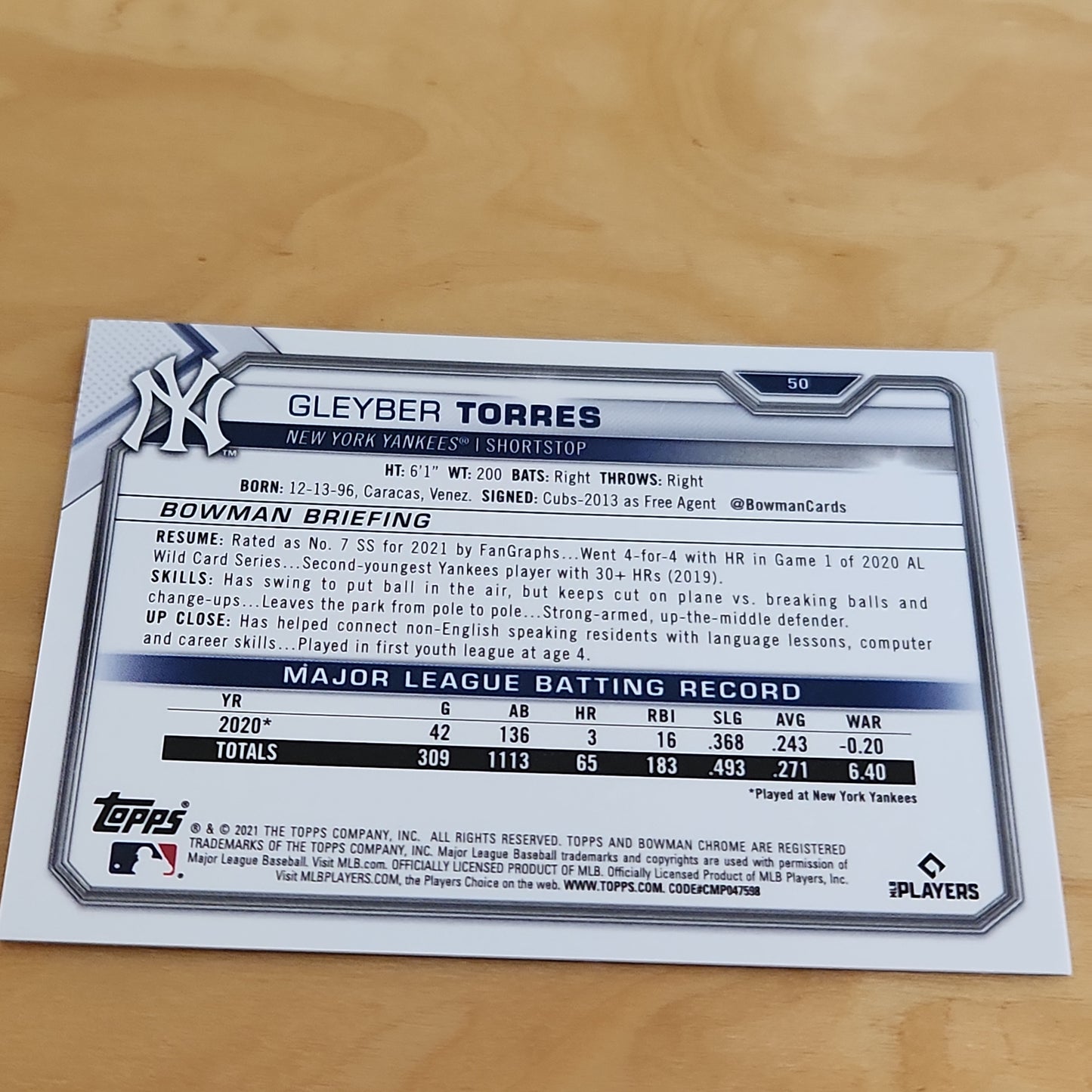 Topps B Chrome Purple Gleyber Torres 086/250 #50