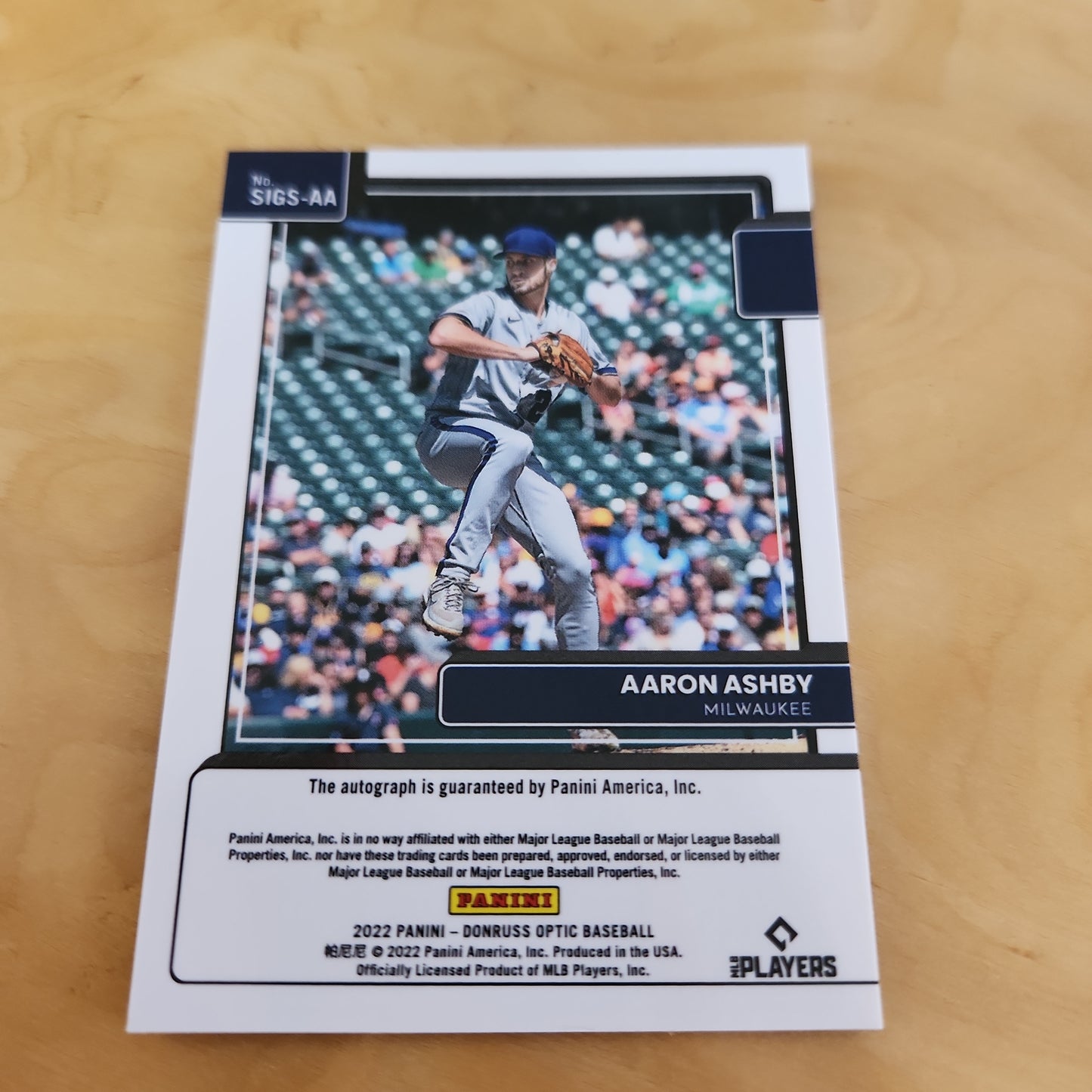 Panini Optic Aaron Ashby Auto #SIGS-AA