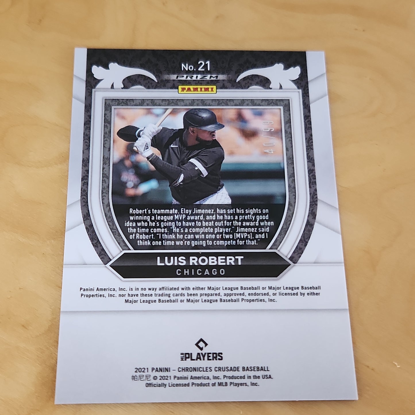 Panini Prizm Crusades Purple Luis Robert 40/99 #21