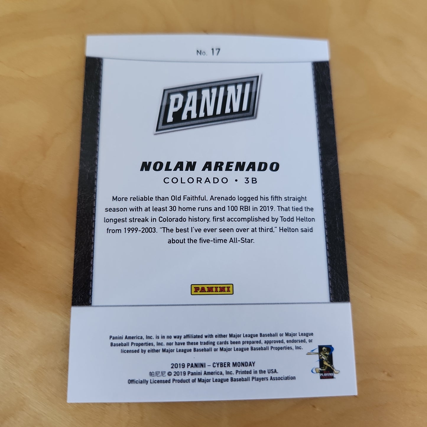 Panini Cyber Monday Nolan Arenado #17