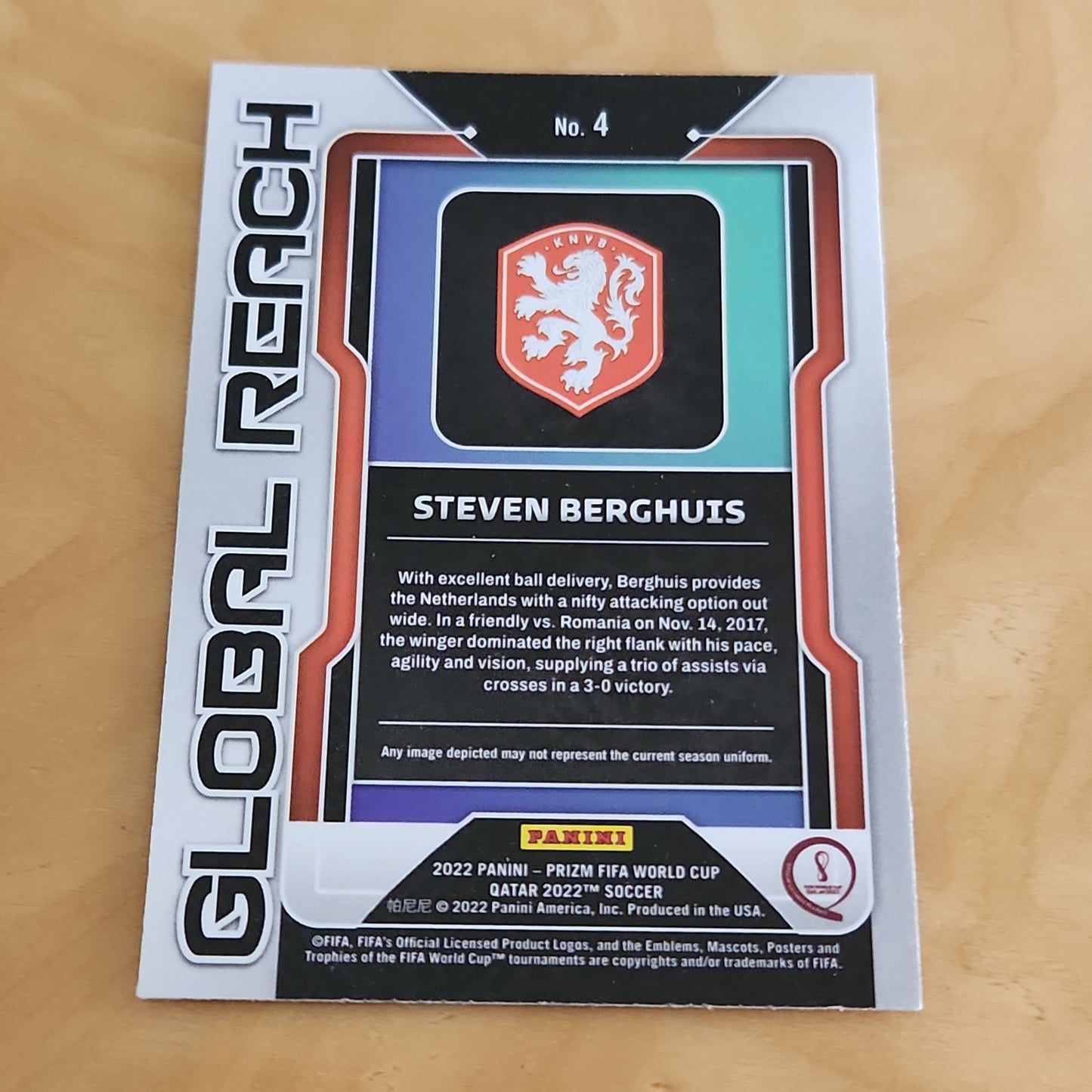 Panini Prizm Global Reach Steven Berghuis #4