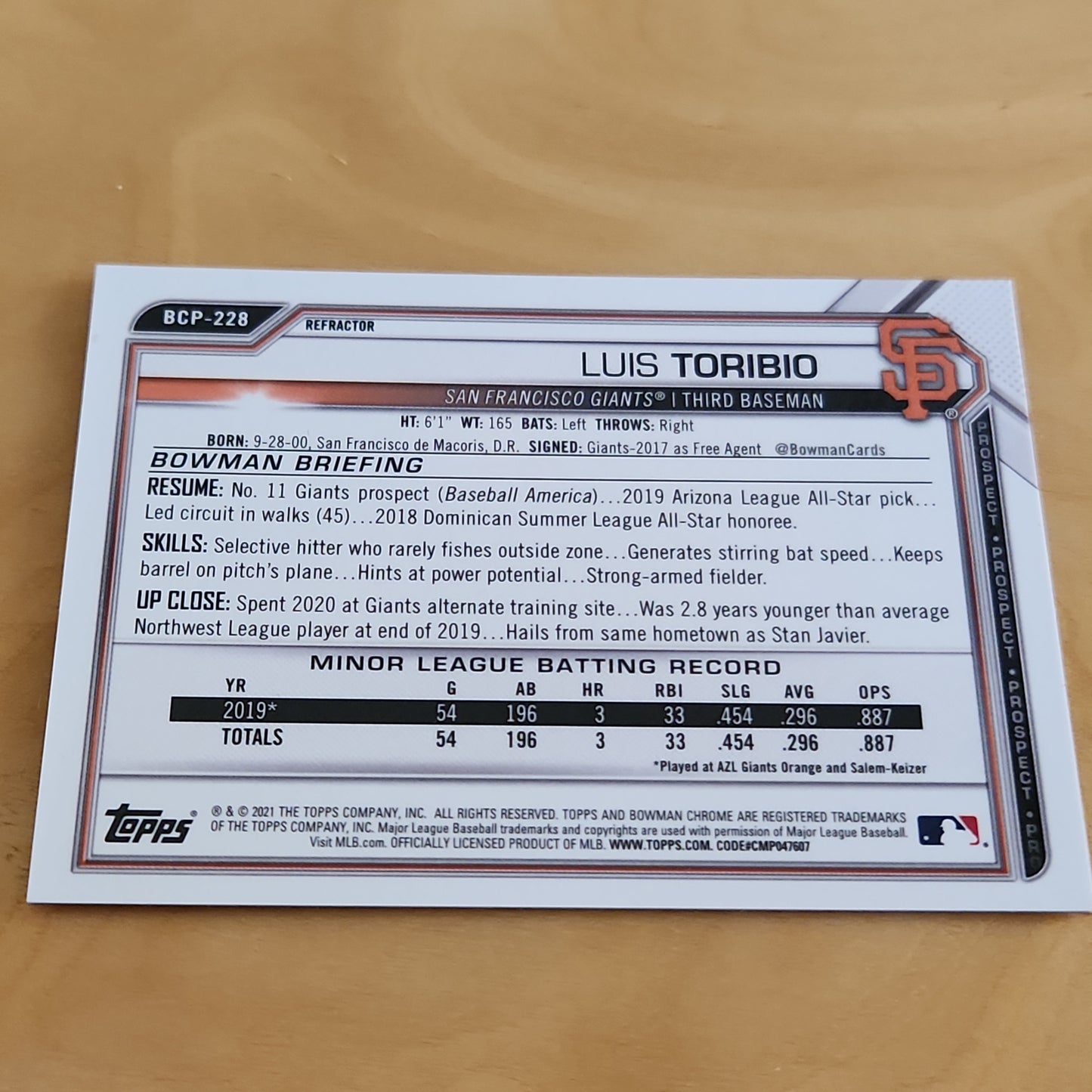 Topps Chrome 1st Bowman Luis Toribio 116/499 #BCP-228