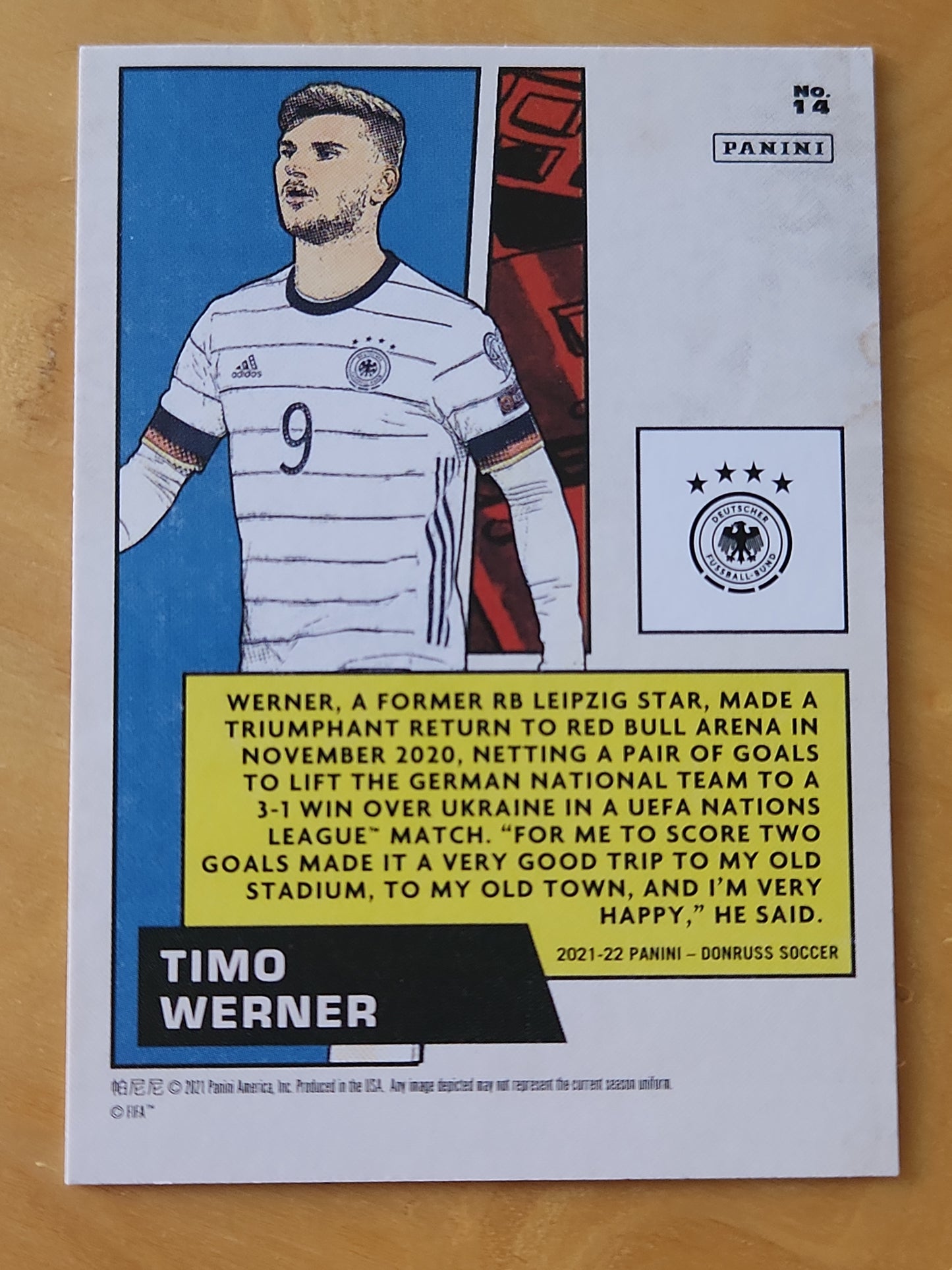 2021-22 Panini Soccer Donruss Qatar Timo Werner Net Marvels Gold Press Proof Germany #14