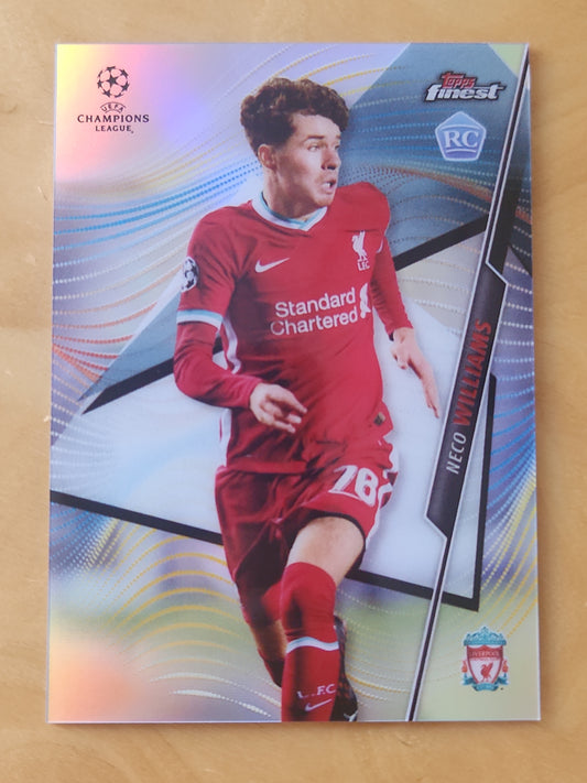 2020-21 Topps Finest UEFA UCL Neco Williams  Silver Refractor RC Liverpool FC #12