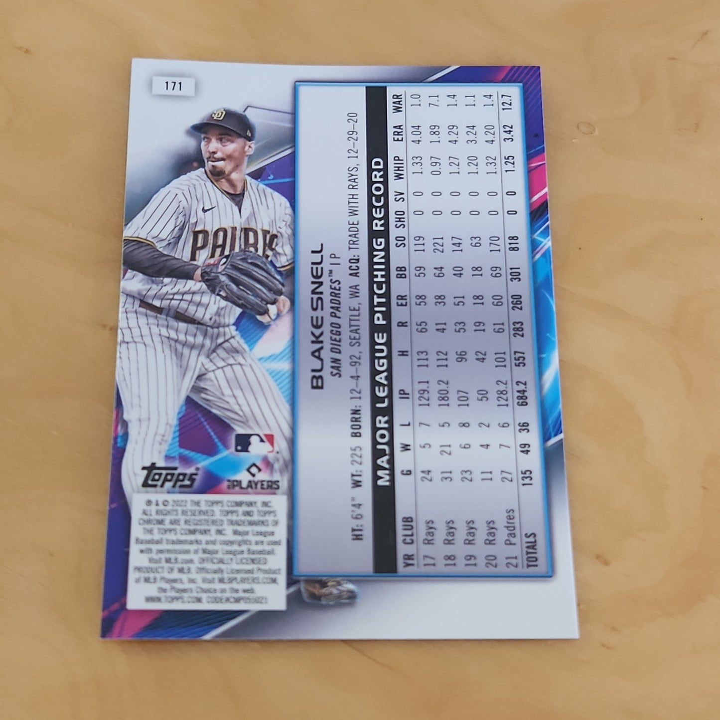 Topps Chrome Cosmic Blake Snell #171