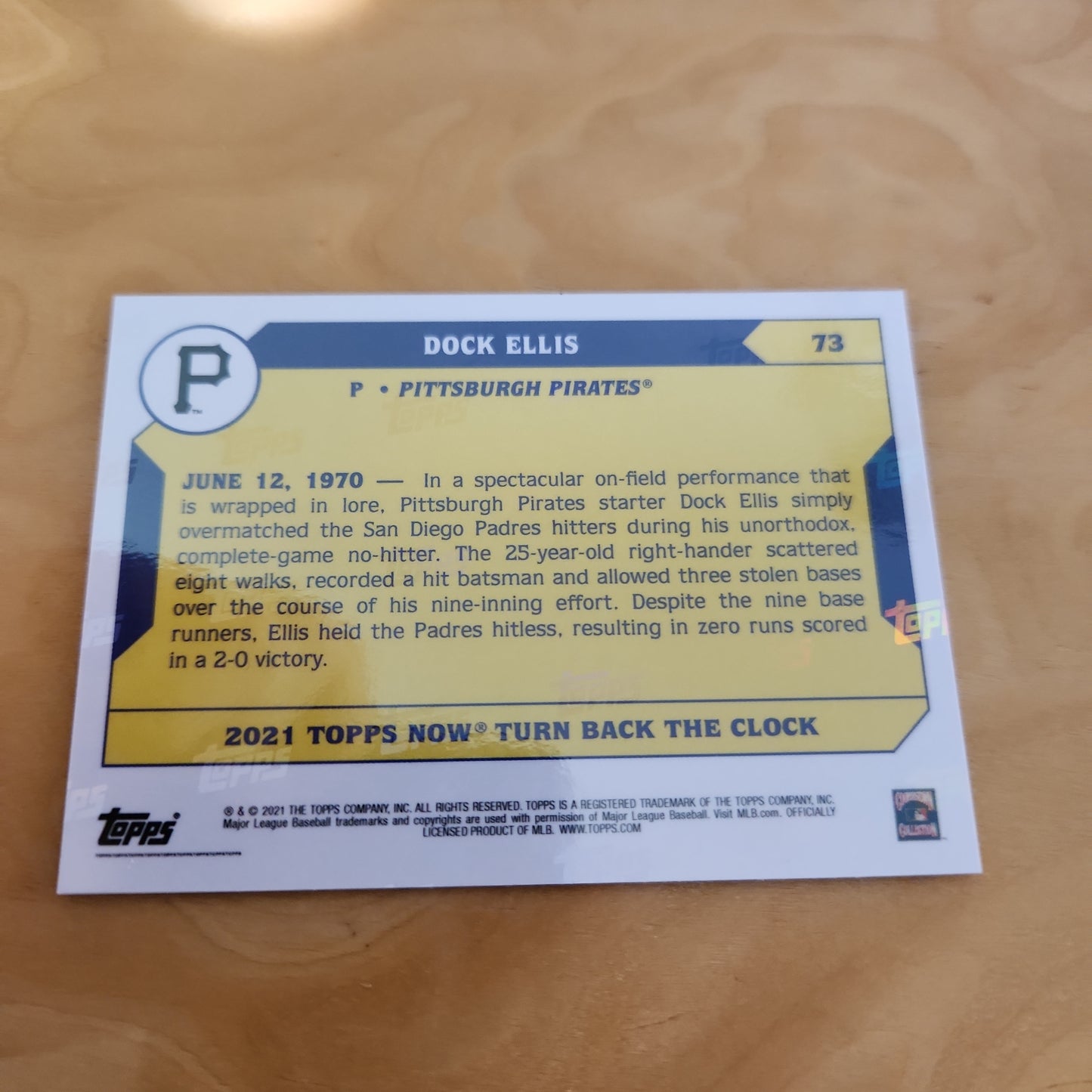 Topps Turn Back The Clock Now Dock Ellis 4/7 #73
