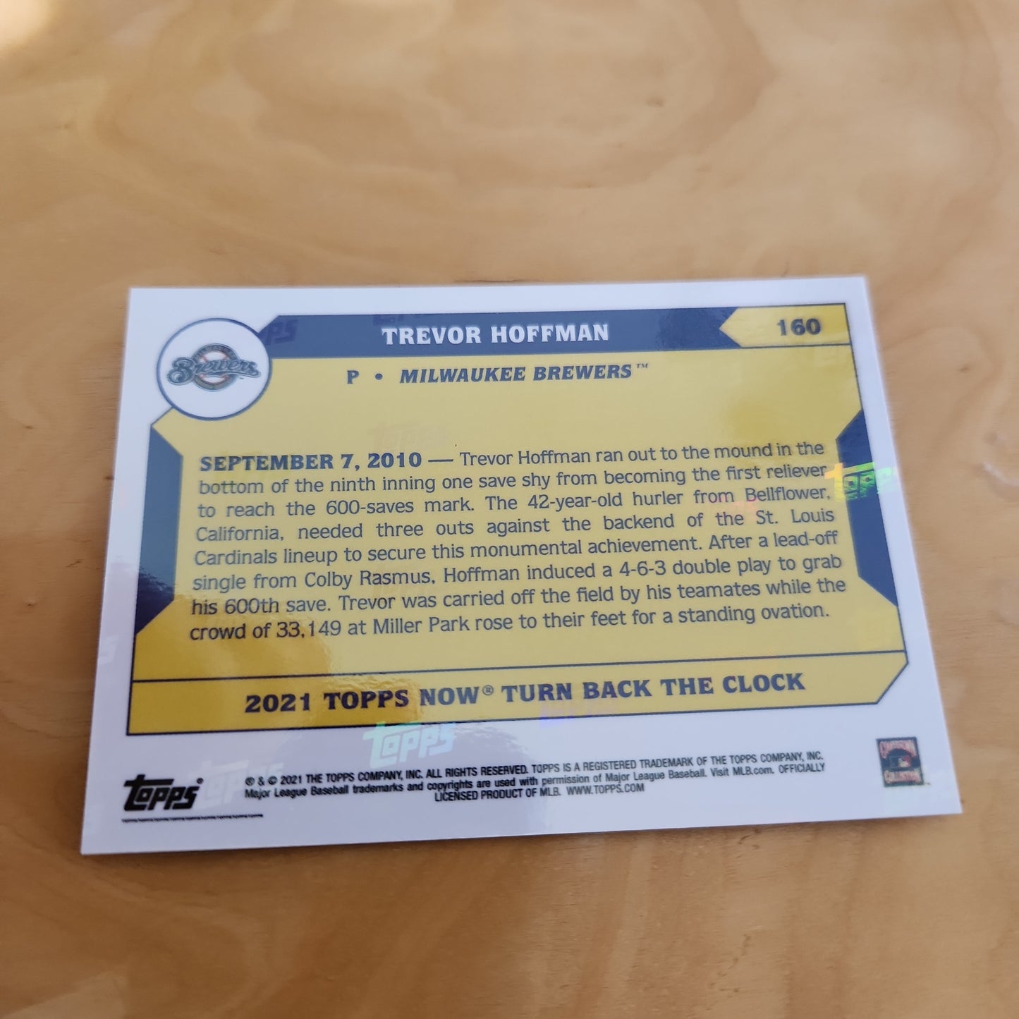 Topps Now Turn Back The Clock Trevor Hoffman 3/3 #160