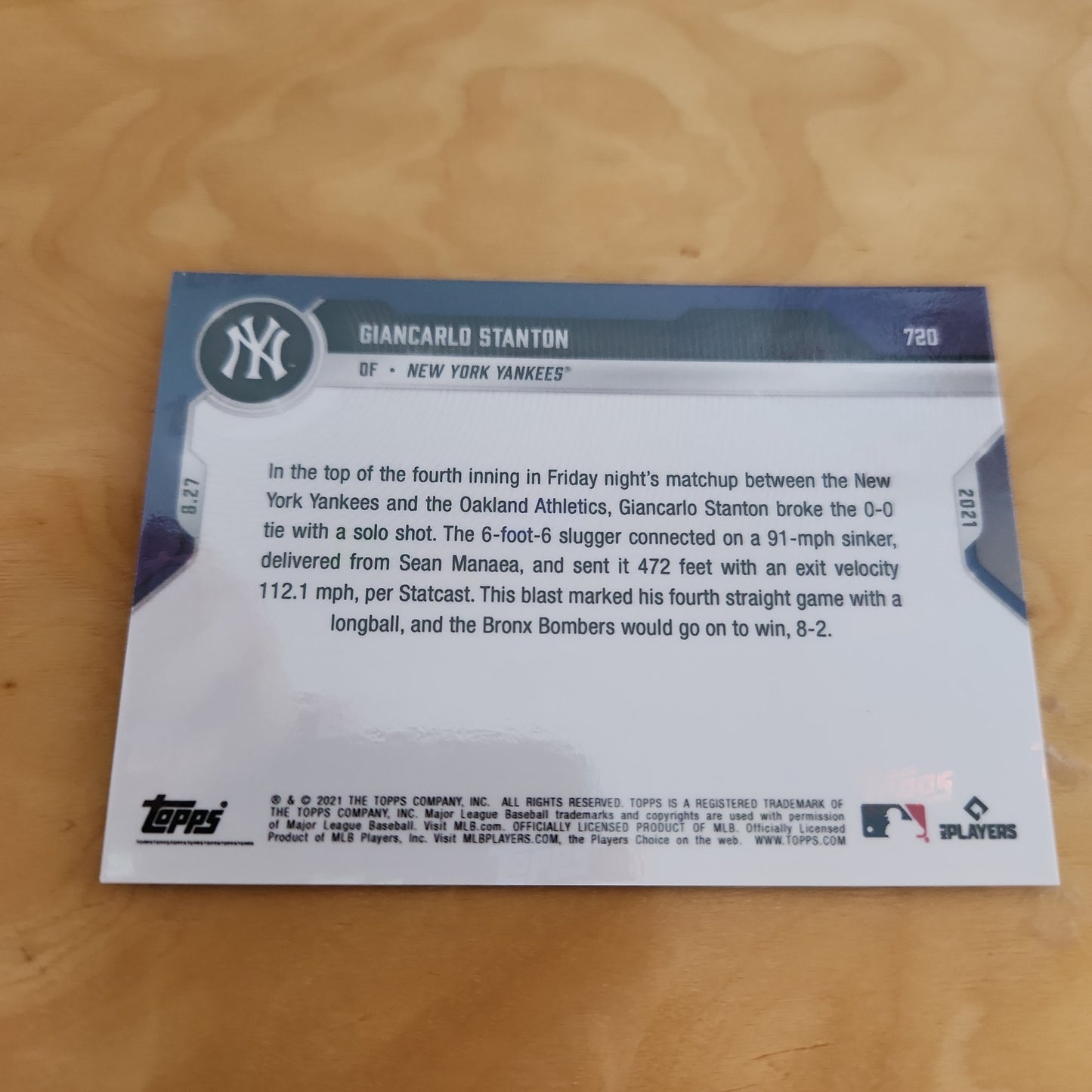 Topps Now Blue Giancarlo Stanton 16/49 #720