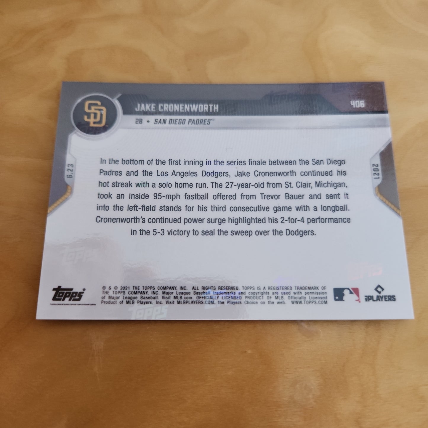 Topps Now Blue Jake Croneworth 33/49 #406