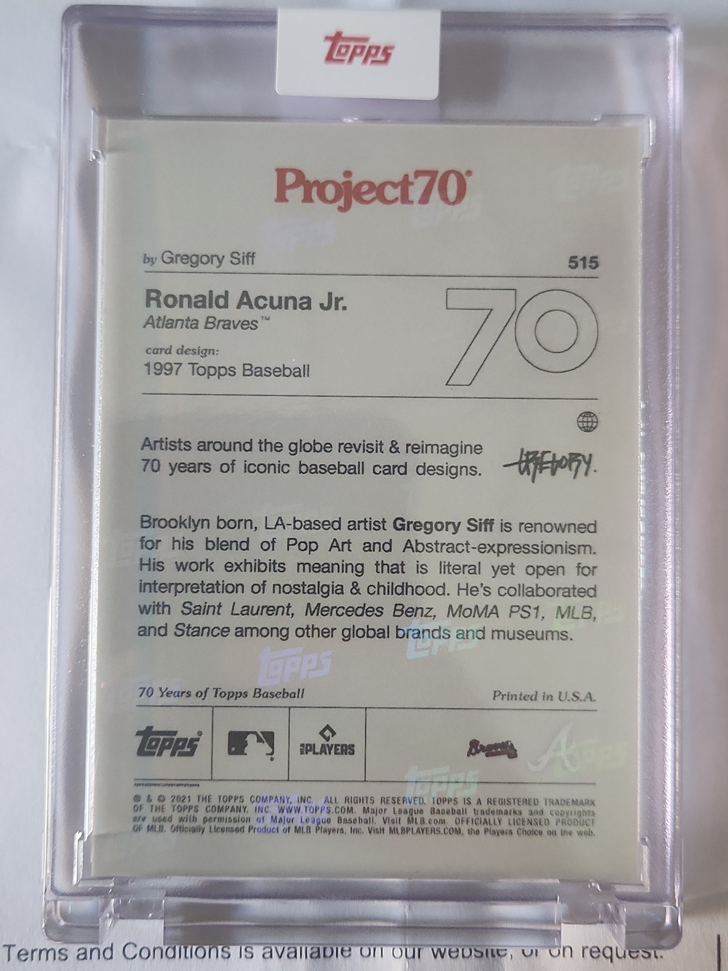 2021 Topps Project70 1997 Ronald Acuna Jr. #515 by Gregory Siff