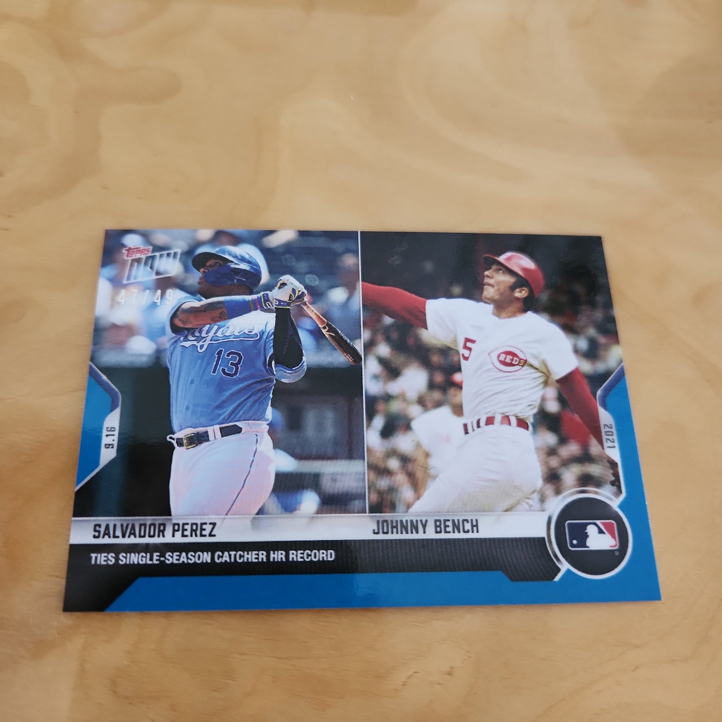 Topps Now Blue Salvador Perez & Johnny Bench 47/49 #815